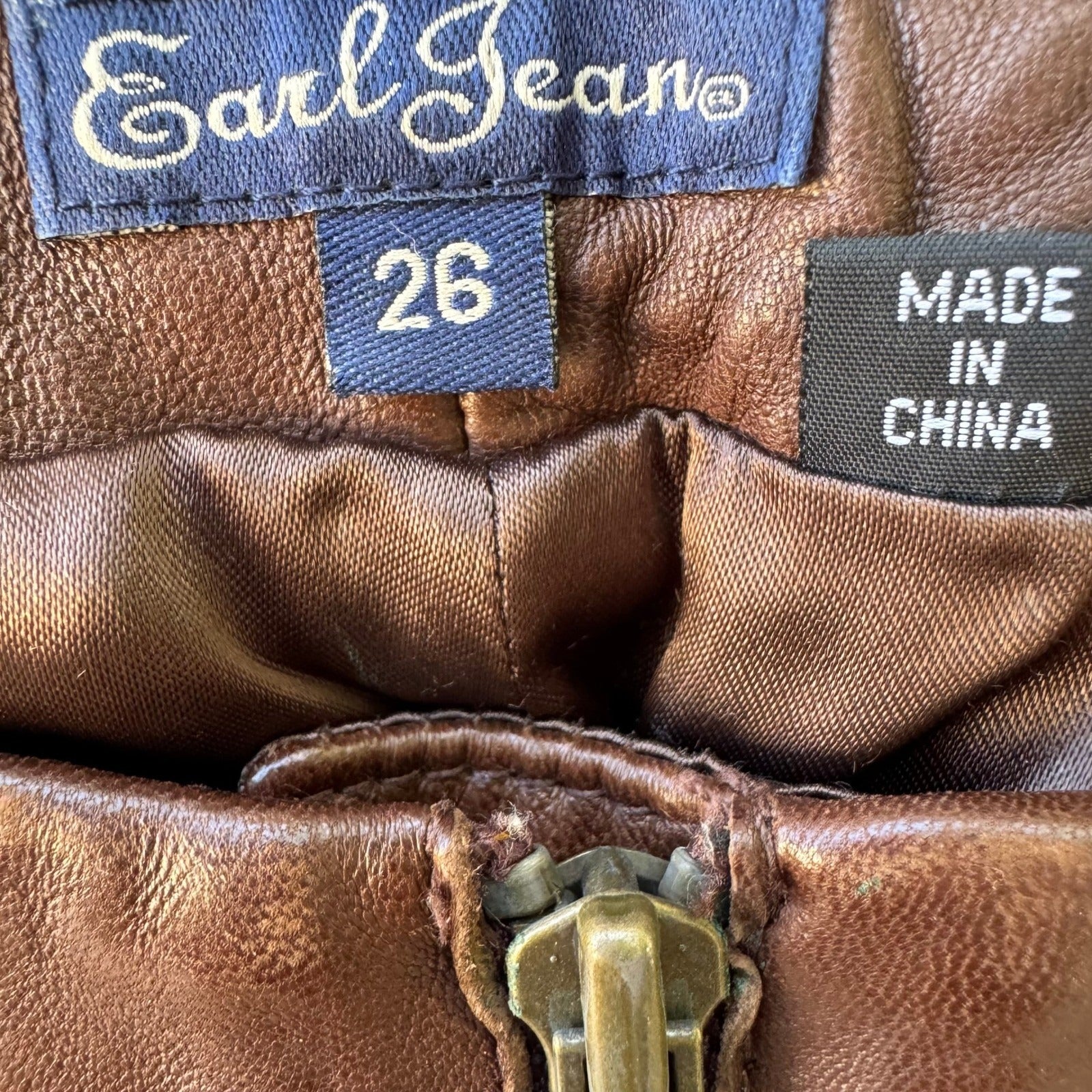 Earl Jean Y2K Leather Low Rise Moto Biker Grunge Pant Bootcut Designer Sample 26