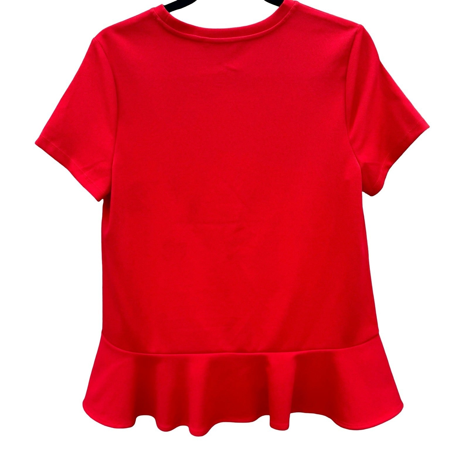 Banana Republic Red Peplum Short Sleeve Blouse Crew Neck Stretch Knit Top Small