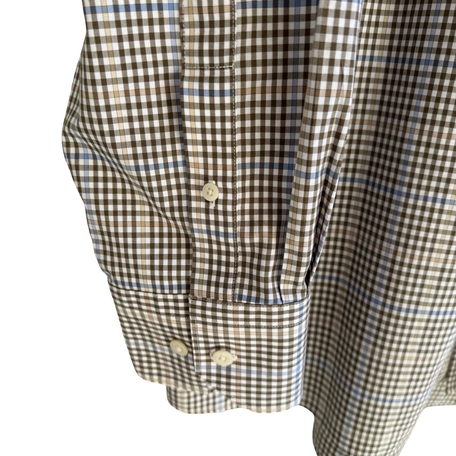 Nordstrom Smartcare Regular Fit Brown Blue Check Preppy Shirt Mens XXL Tall