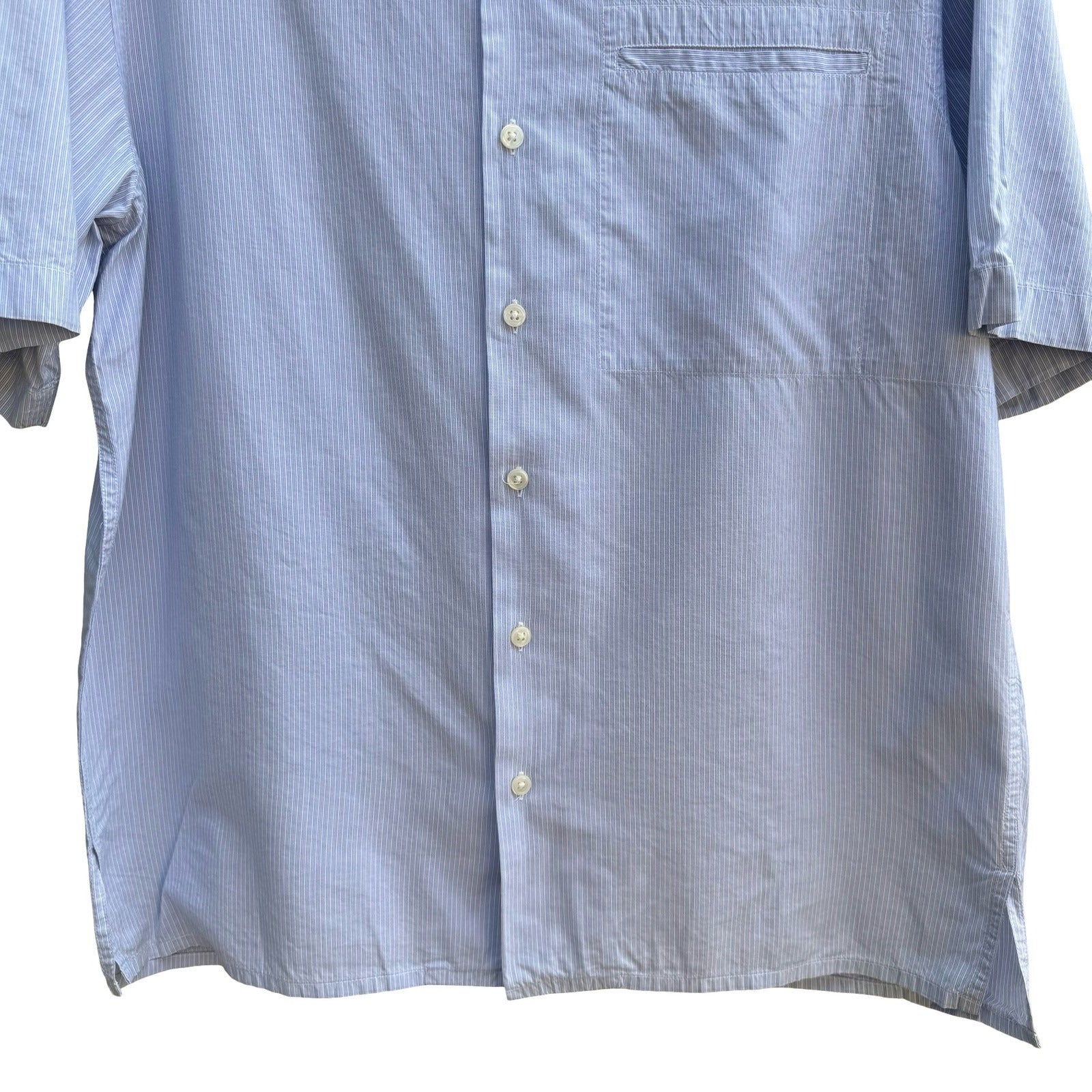 DKNY Coastal Summer Striped Preppy Camp Shirt Resortwear Cotton Blue Mens M