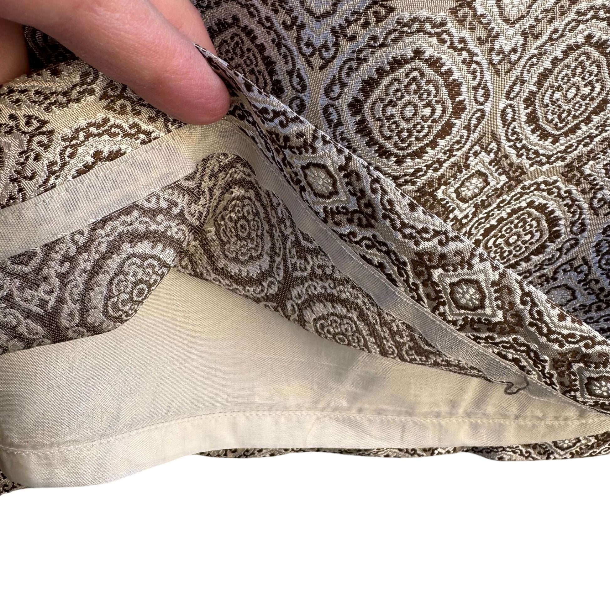 Alfani Vintage Womens Beige Brown Paisley Patterned Lined Pencil MIni Skirt 12