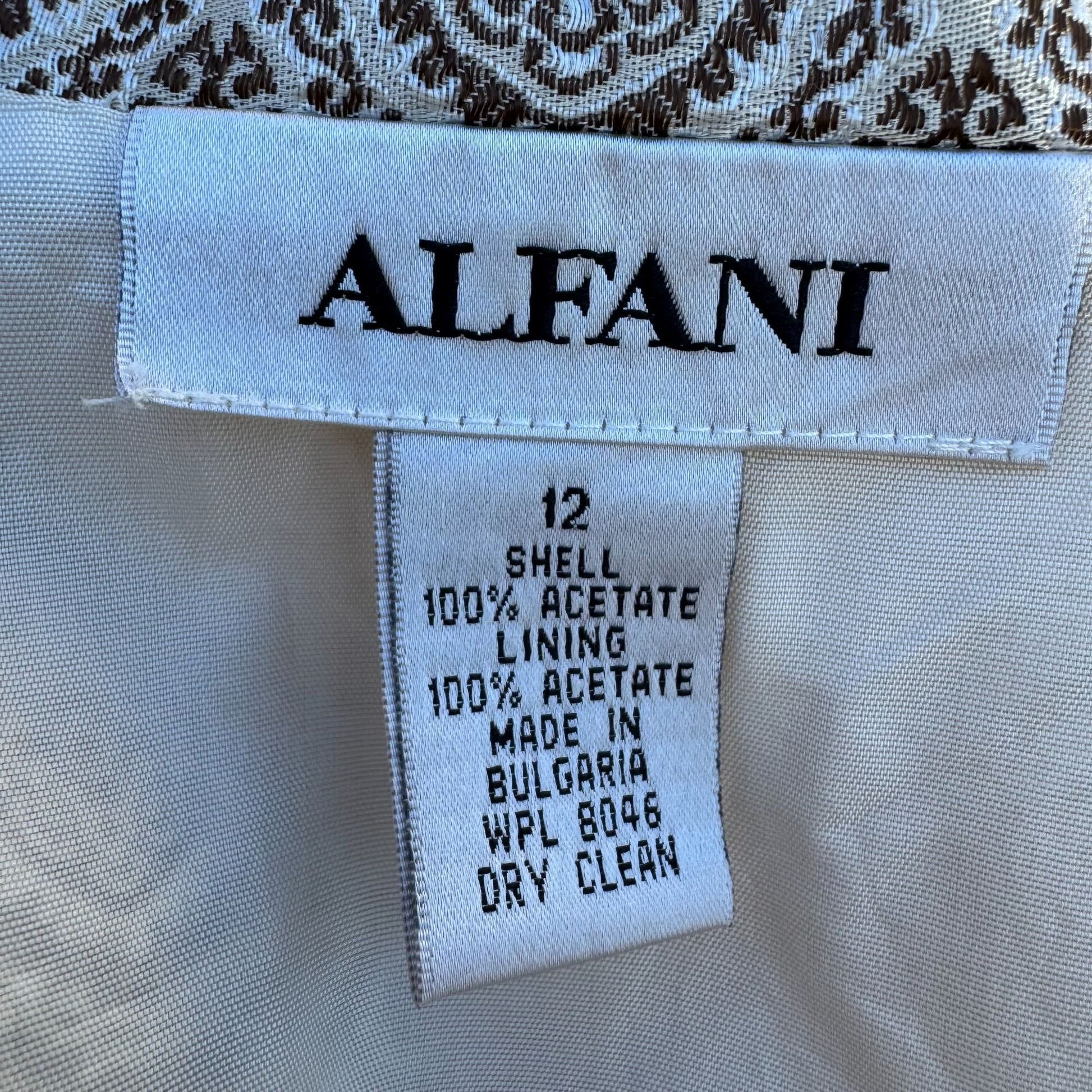 Alfani Vintage Womens Beige Brown Paisley Patterned Lined Pencil MIni Skirt 12