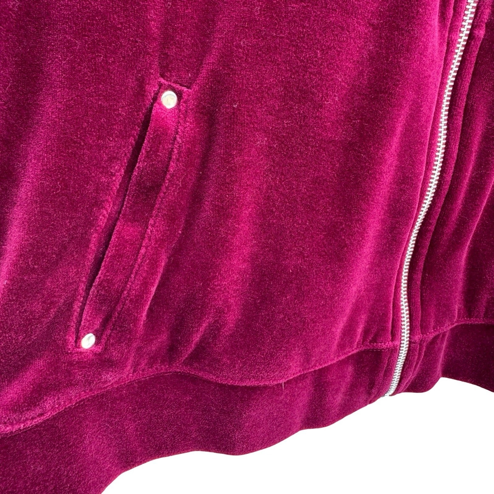 Karen Scott Y2K XL Berry Pink Velour Full Zip Mock Neck Track Jacket Athleisure