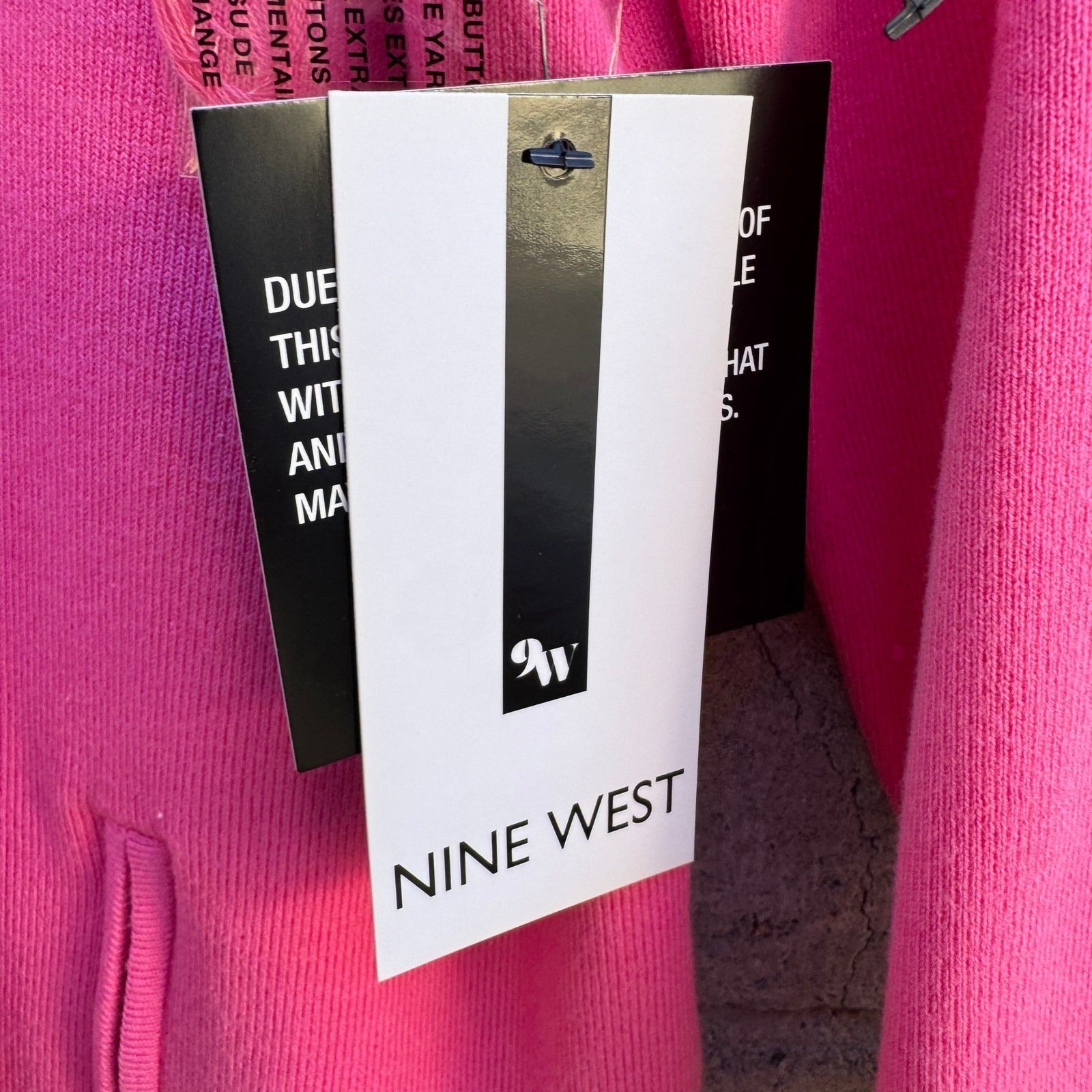 Nine West Minimalist Preppy Open Front Side Zip Cardigan Sweater Hot Pink L NWT