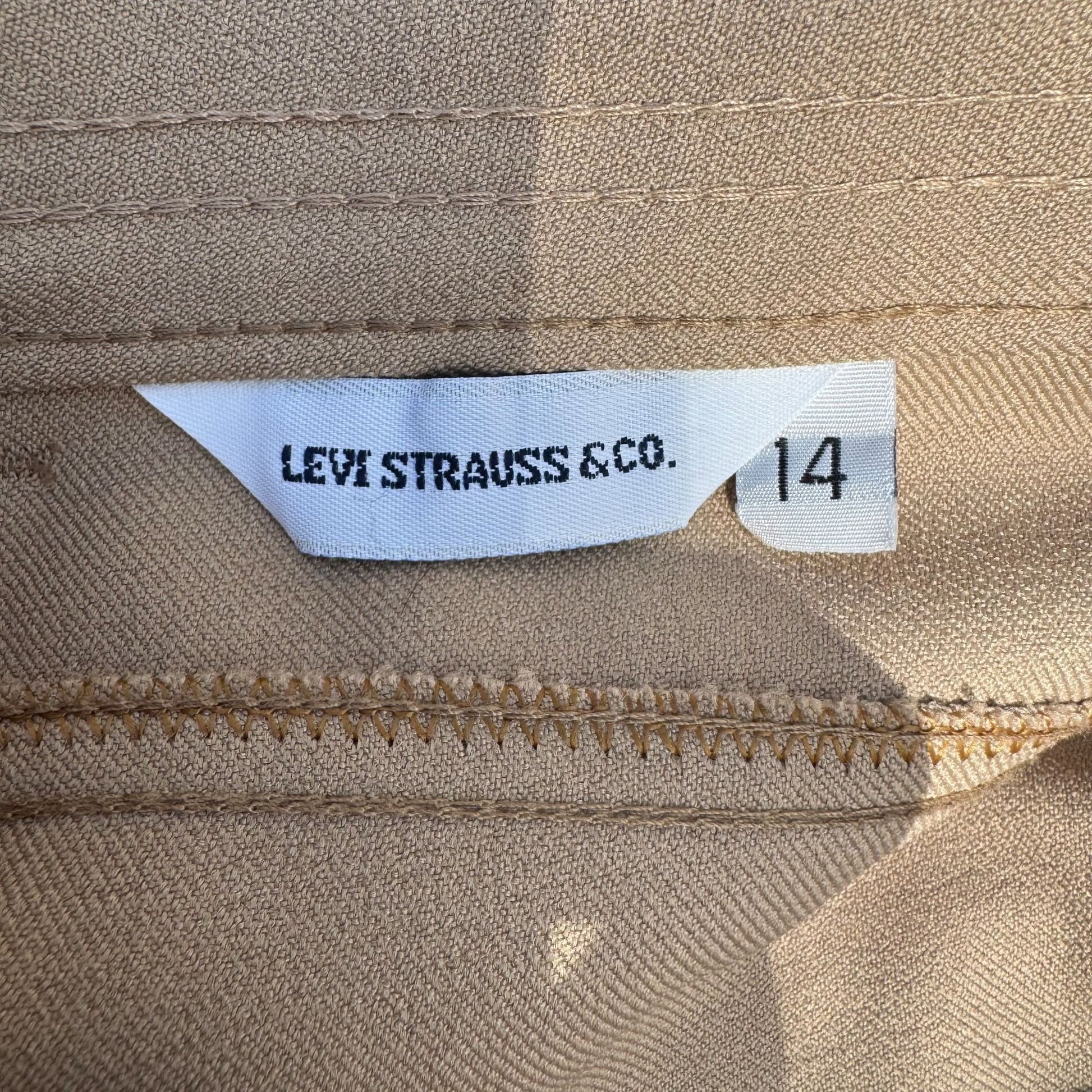 Levi Strauss Vintage 70s Womens Beige Flat Front Straight Leg Dress Pants 29