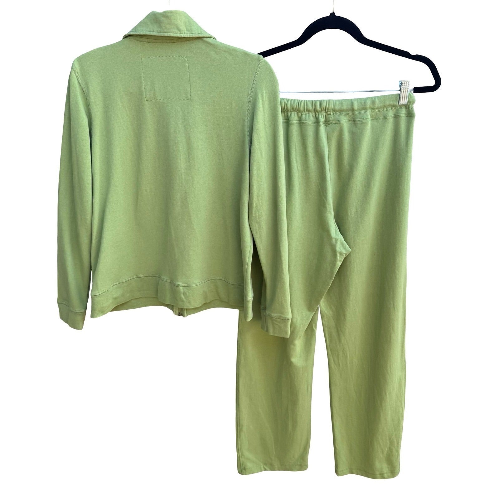 Onque Casuals Y2K McBling Glam Sequin Tracksuit Set Hoodie Pants Lime Womens M