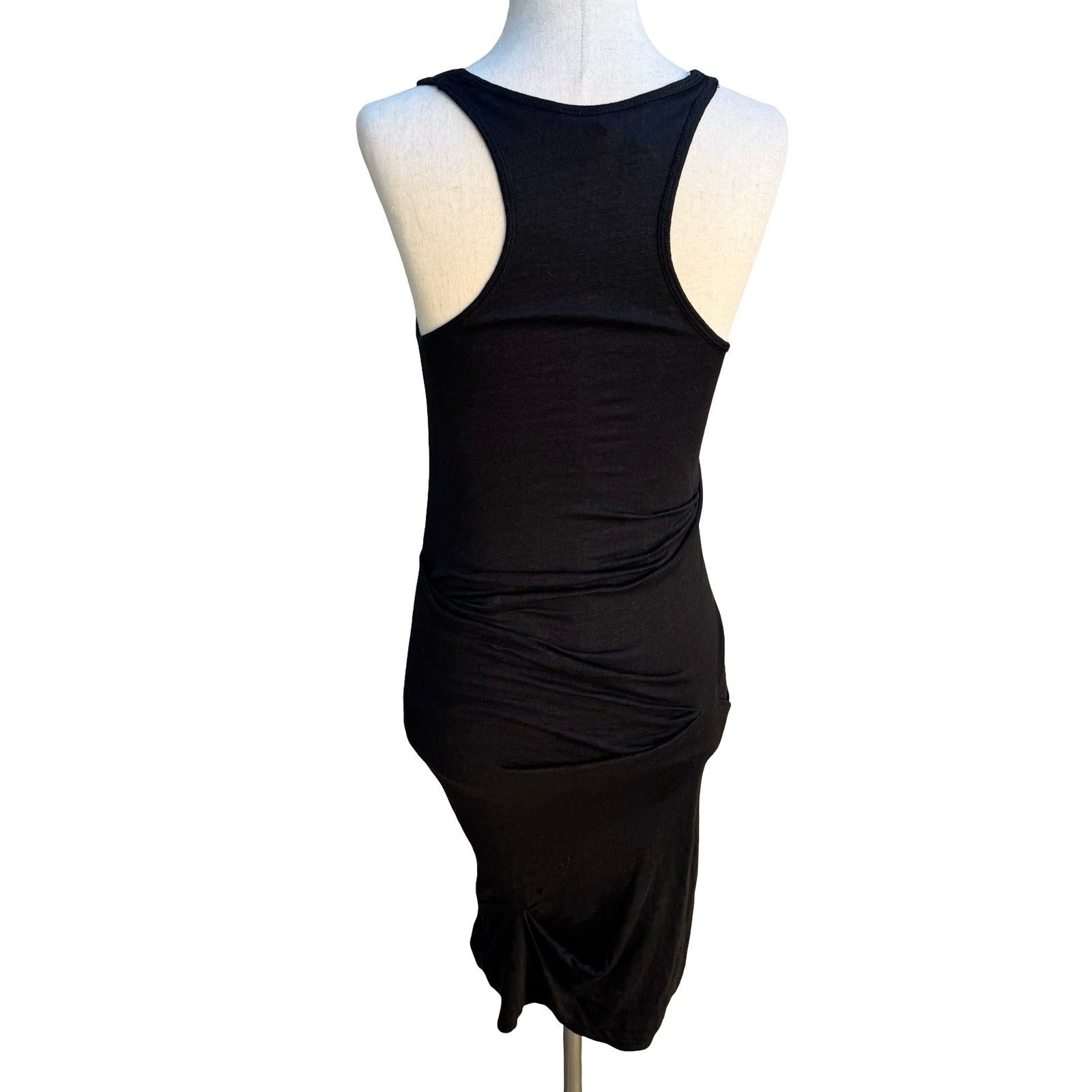 Joe's Jeans Minimalist Linen Blend Ruched Racerback Tank Bodycon Midi Dress S