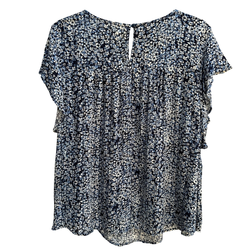 Route 66 Kmart Vintage Womens Blue Floral Flutter Sleeve Boho Flowy Top New XL