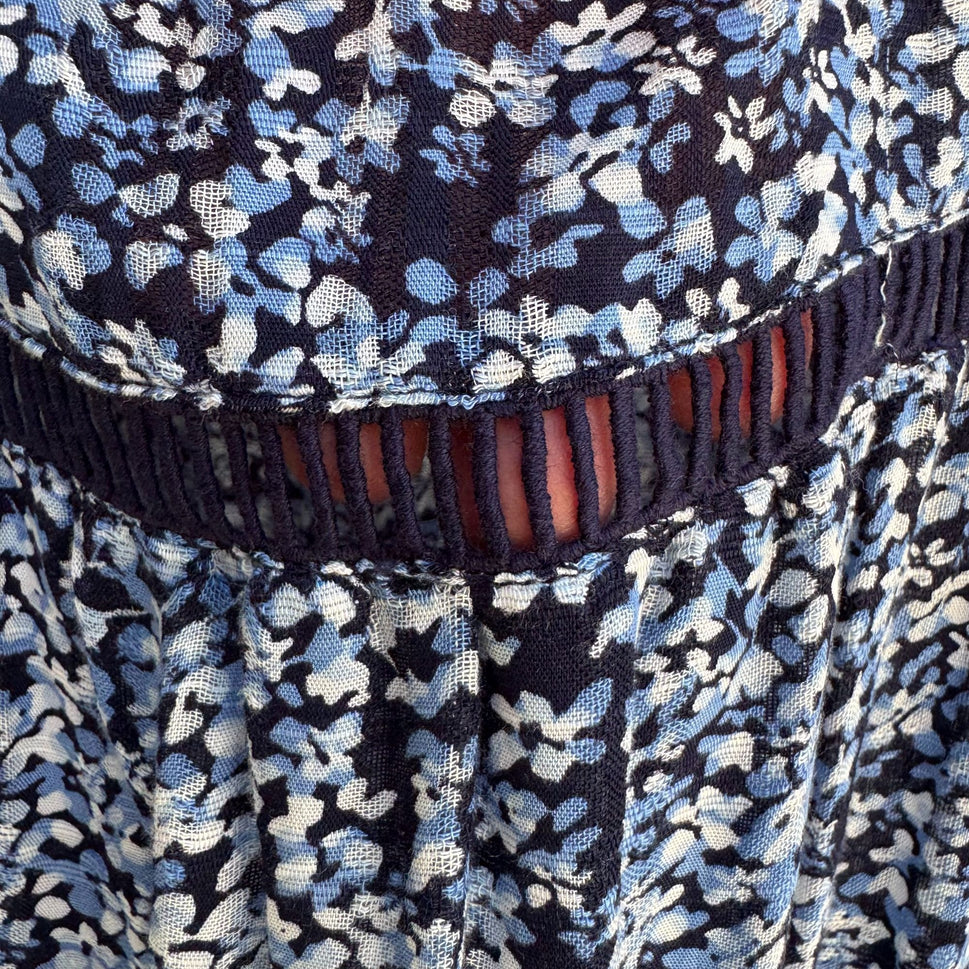 Route 66 Kmart Vintage Womens Blue Floral Flutter Sleeve Boho Flowy Top New XL