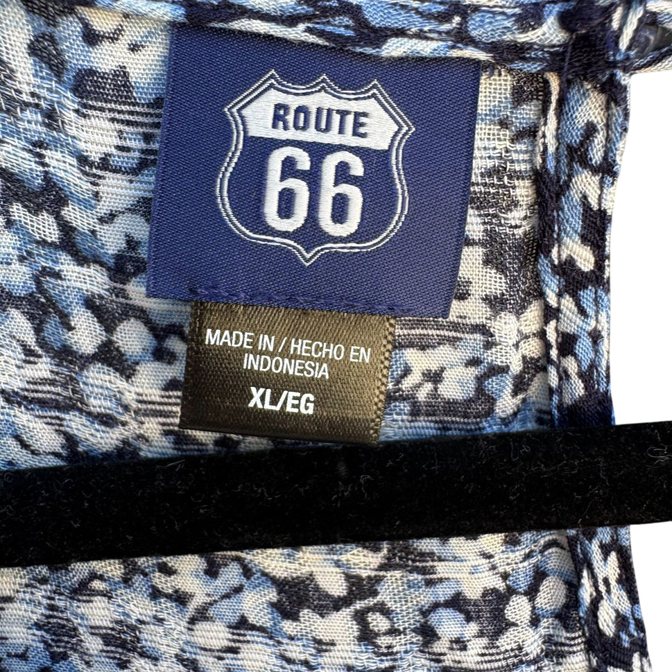 Route 66 Kmart Vintage Womens Blue Floral Flutter Sleeve Boho Flowy Top New XL