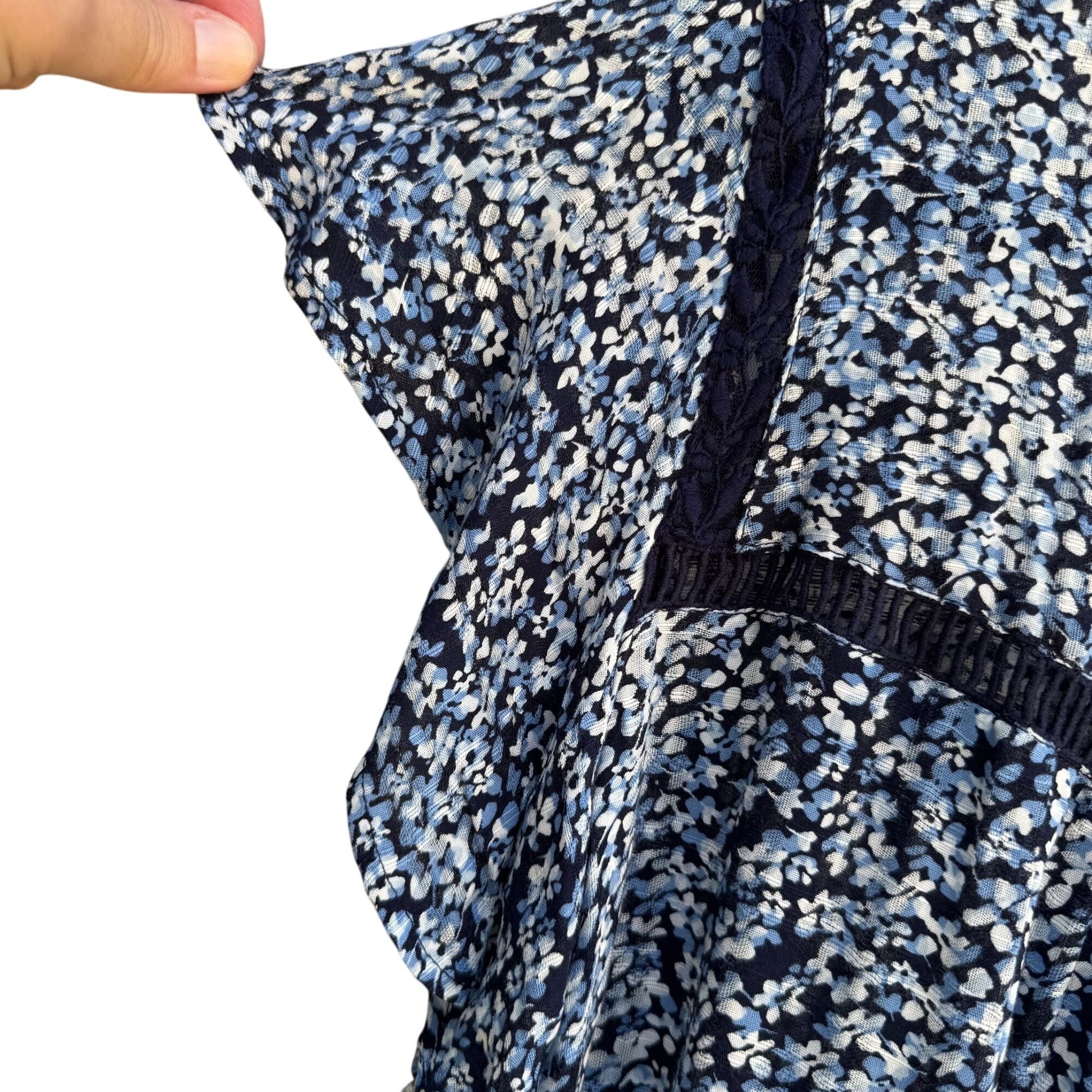 Route 66 Kmart Vintage Womens Blue Floral Flutter Sleeve Boho Shirt Blouse New XL