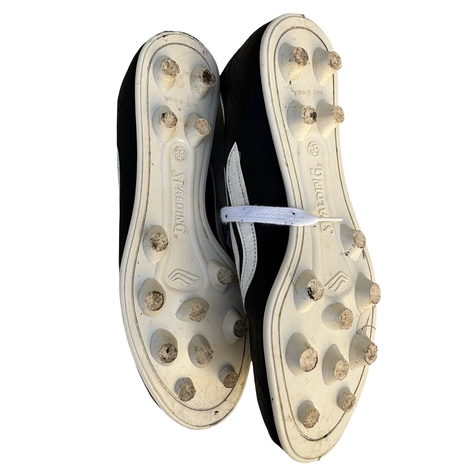 Spalding Vintage Soccer Cleats Black White Made in USA Mens 8.5 Athletic Shoes