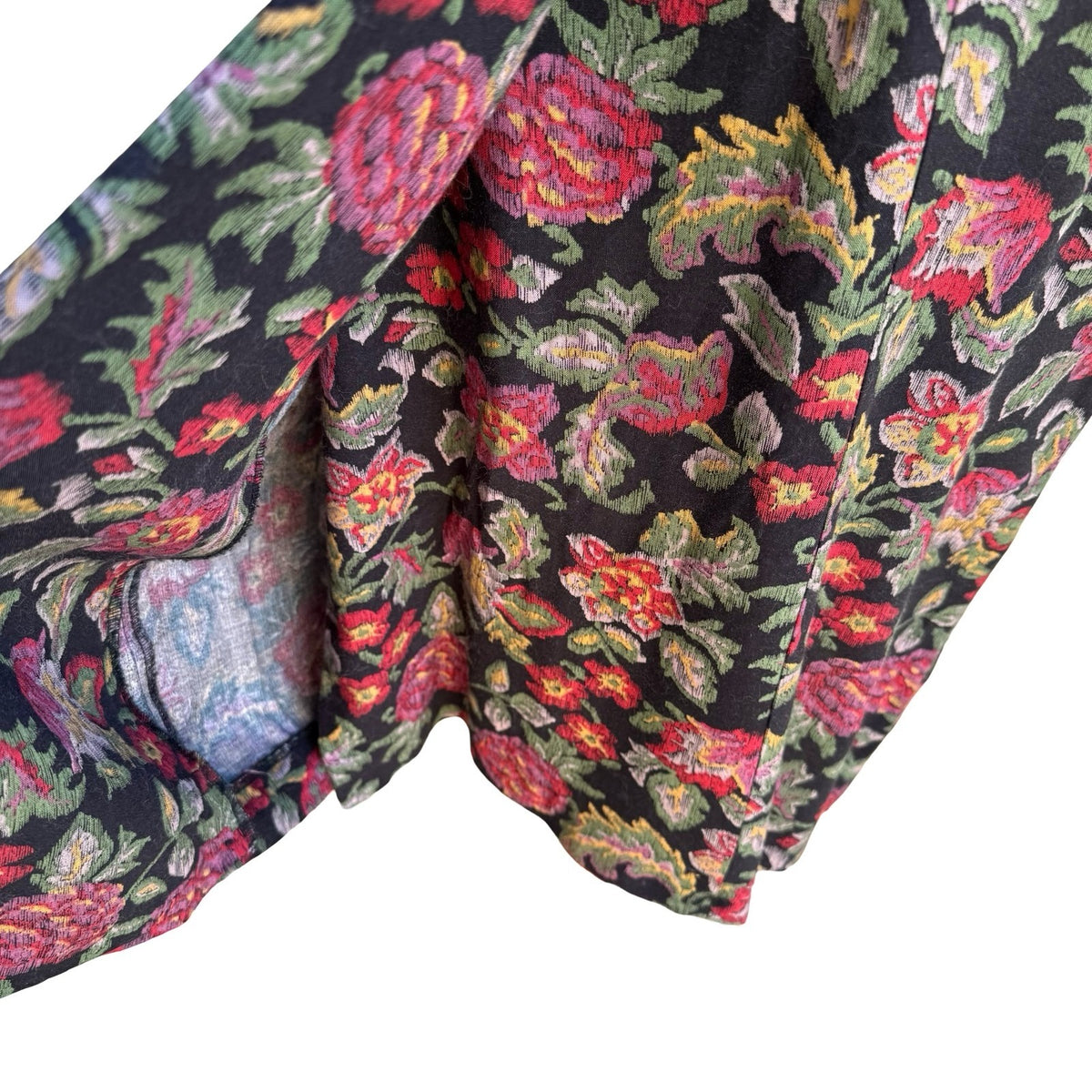 Liz Vintage 80s 90s Dark Floral Victorian Gothic Peplum Brocade Tapestry Dress