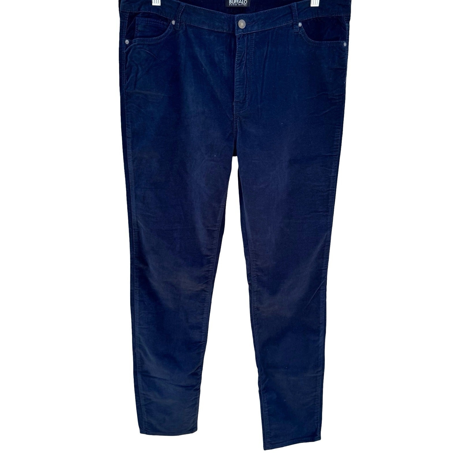 Buffalo David Bitton Mirage Navy Blue Corduroy Stretch Slim Pants Womens 14/34