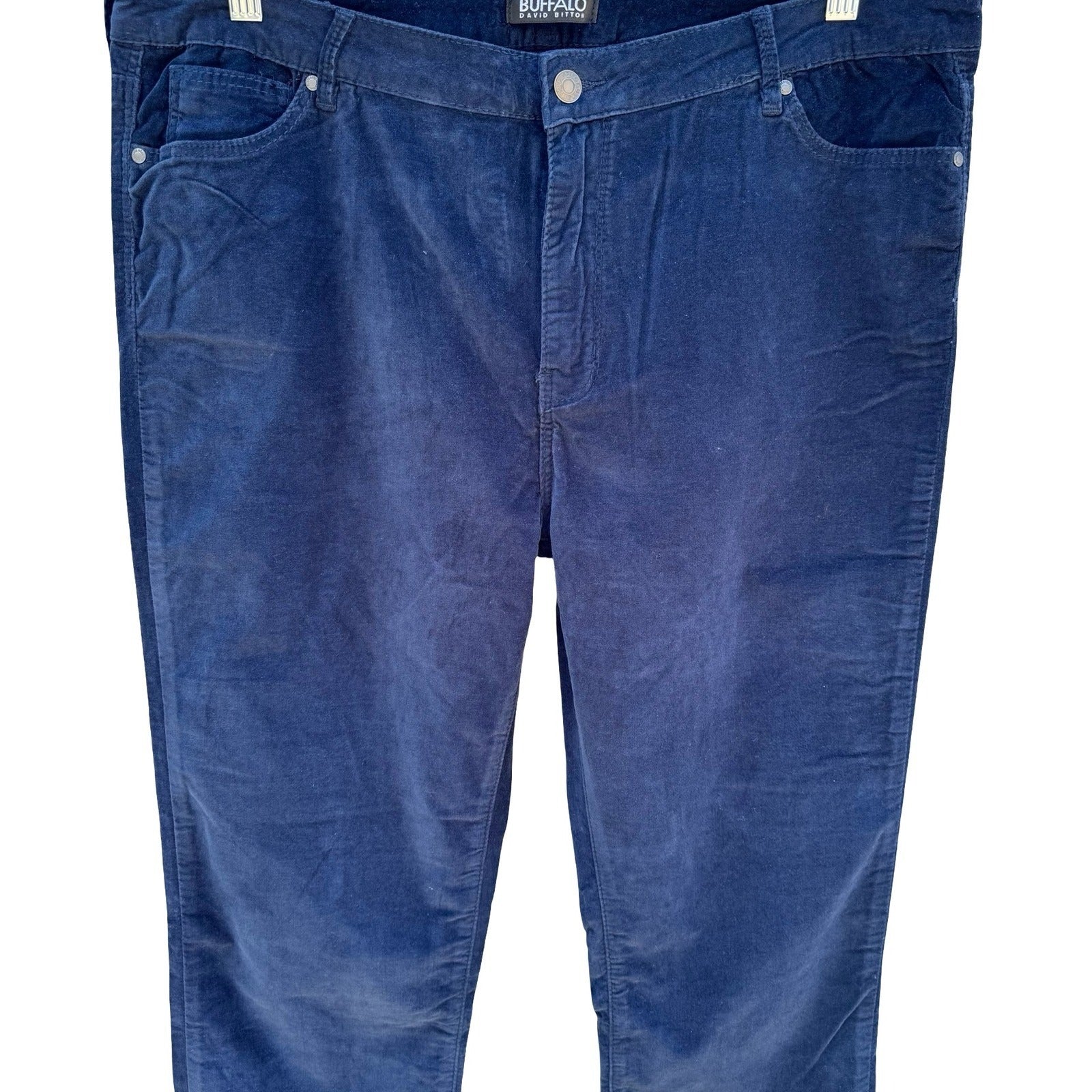 Buffalo David Bitton Mirage Navy Blue Corduroy Stretch Slim Pants Womens 14/34