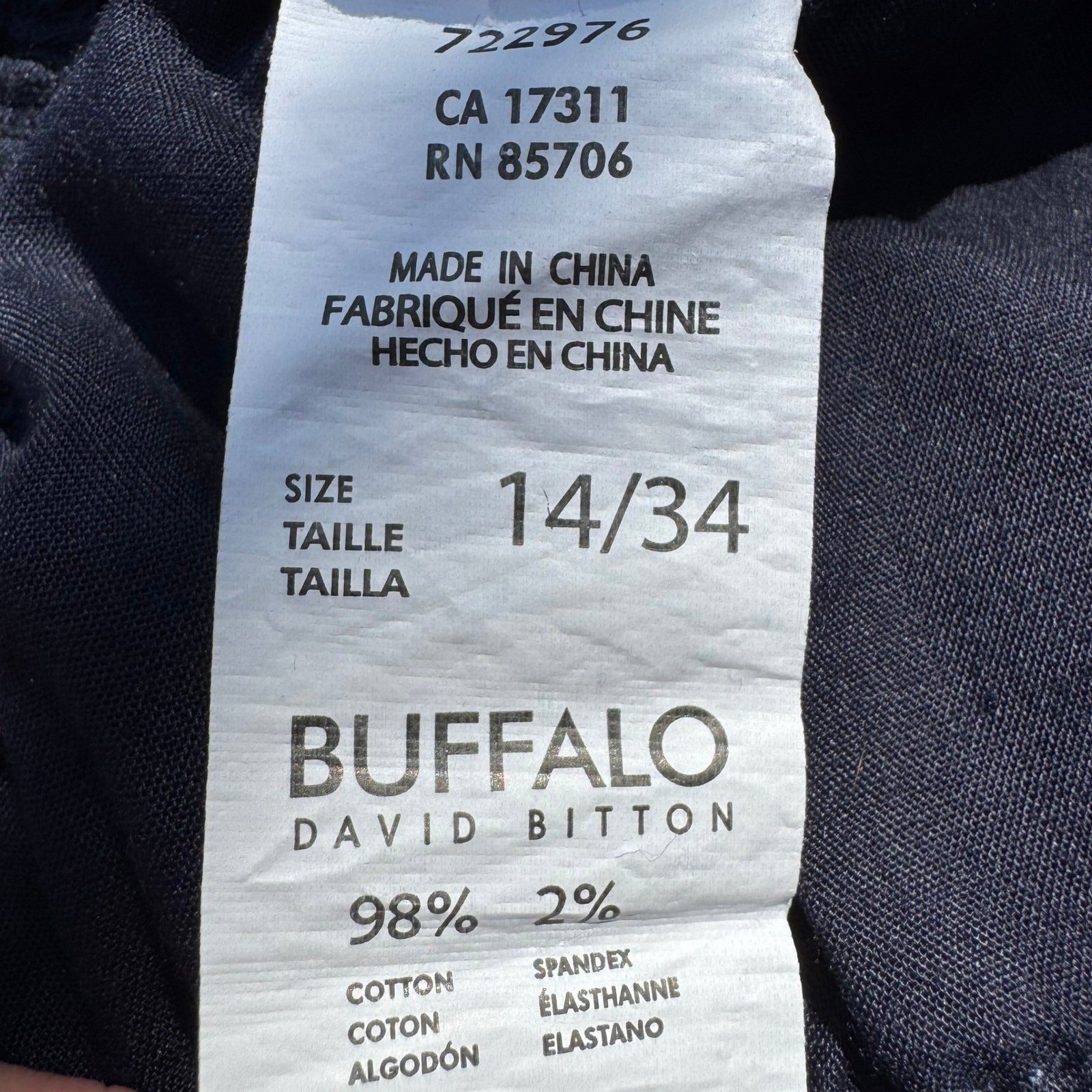 Buffalo David Bitton Mirage Navy Blue Corduroy Stretch Slim Pants Womens 14/34