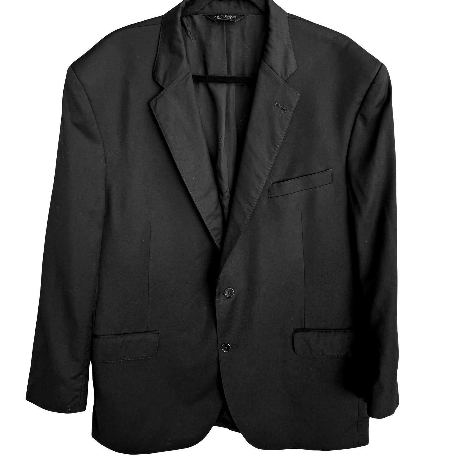 Jos A Bank 100% Wool Professional Formal Executive Blazer Jacket Black Mens 46L