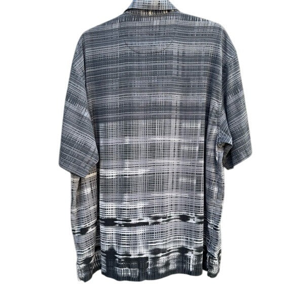 Tommy Bahama Mens Gray Plaid Short-Sleeve Shirt XL Button-Up Collared Casual