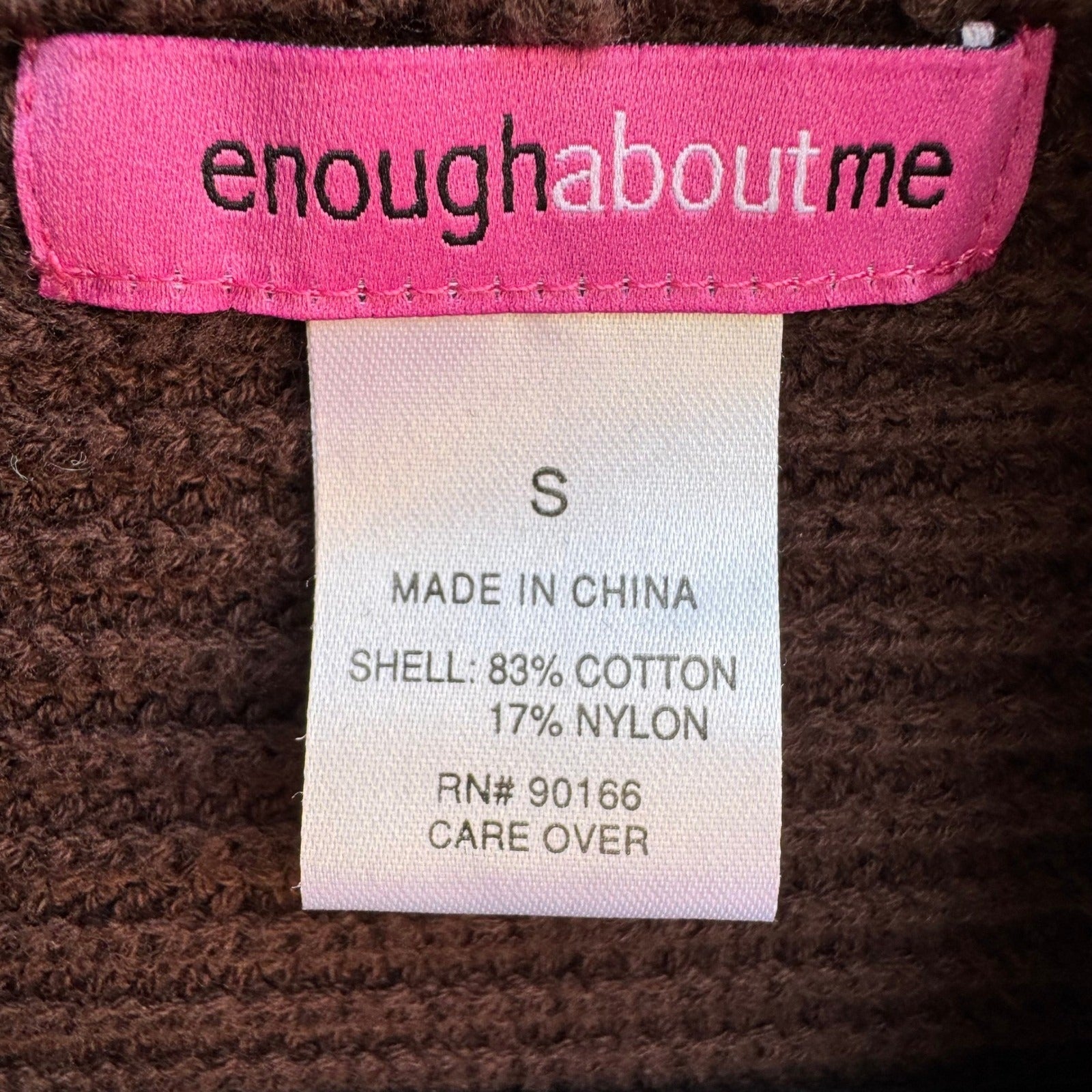 Enough About Me Brown Ribbed Open Front Cardigan Shawl Collar Batwing Sleeve S