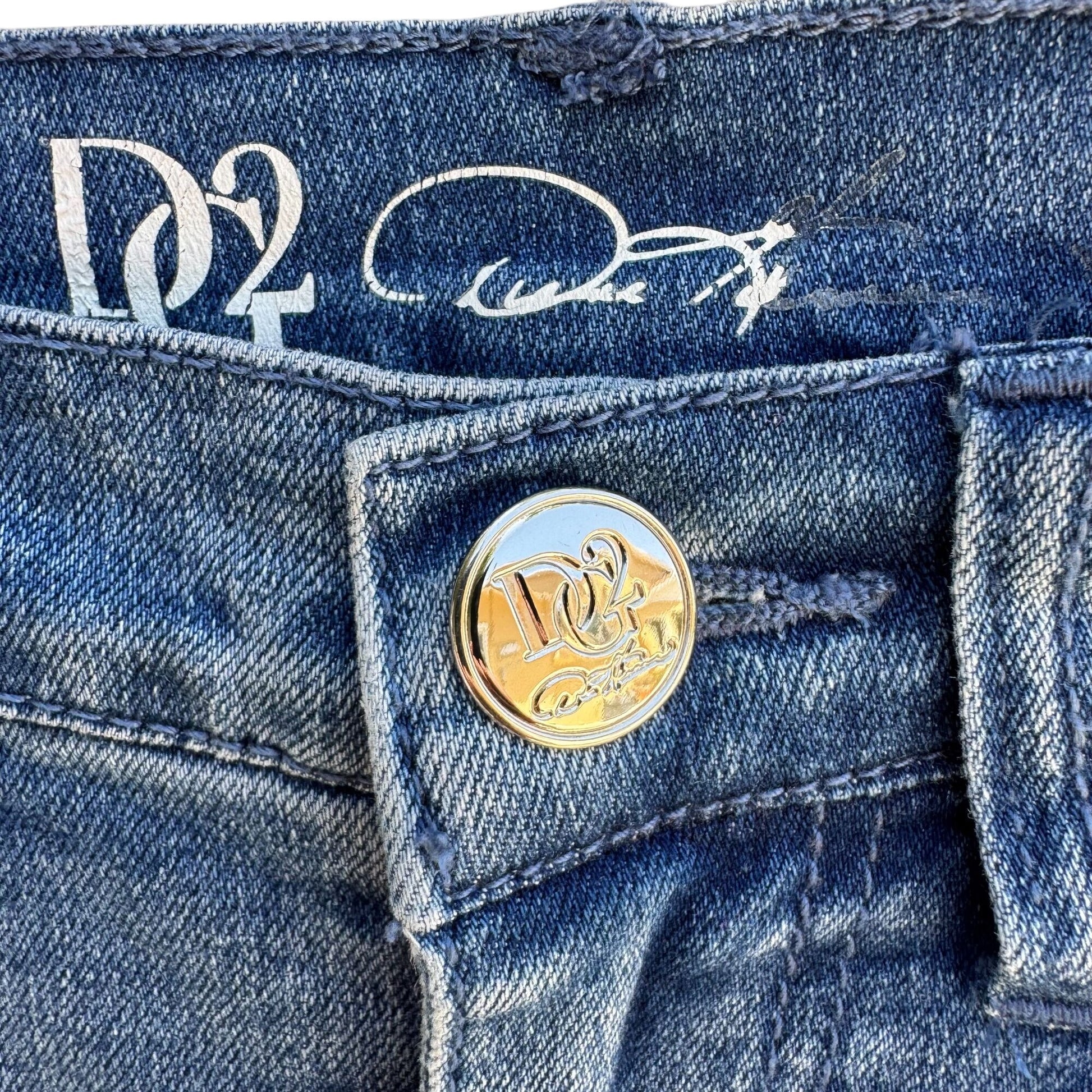 DG2 Diane Gilman Womens Preppy Blue Stretch Denim Old Money Long Bermuda Short 2