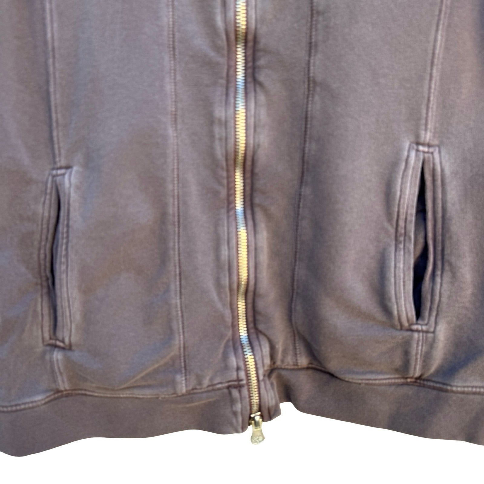 The Territory Ahead Womens Full Zip Funnel Neck Cotton Sweatshirt Jacket Taupe M