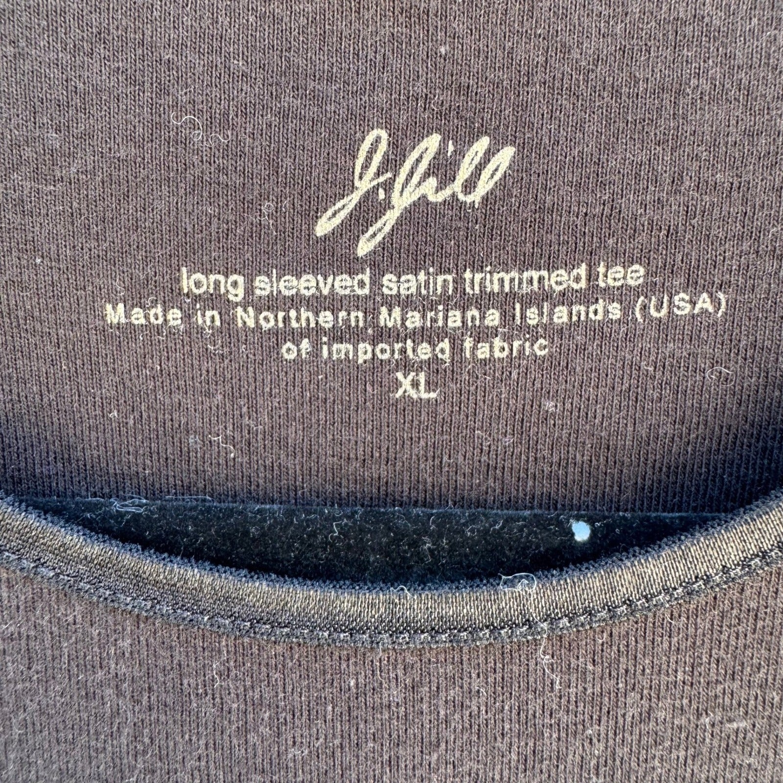J Jill Black Satin Trimmed Tee Natural Cotton Layering Top XL Minimalist Capsule