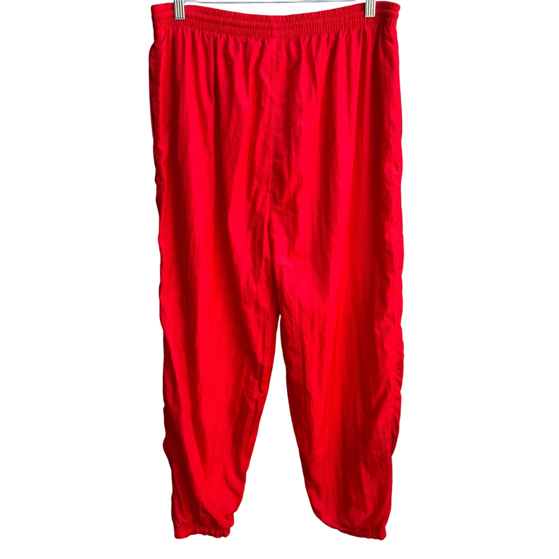 The Body Co Vintage 80s 90s Unisex Red Elastic Zip Hem Parachute Track Pants XL