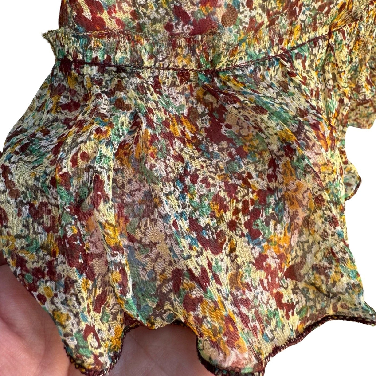 Zadig & Voltaire Deluxe Boho Ethereal Silk Reef Print Cold Shoulder Ruffle Dress