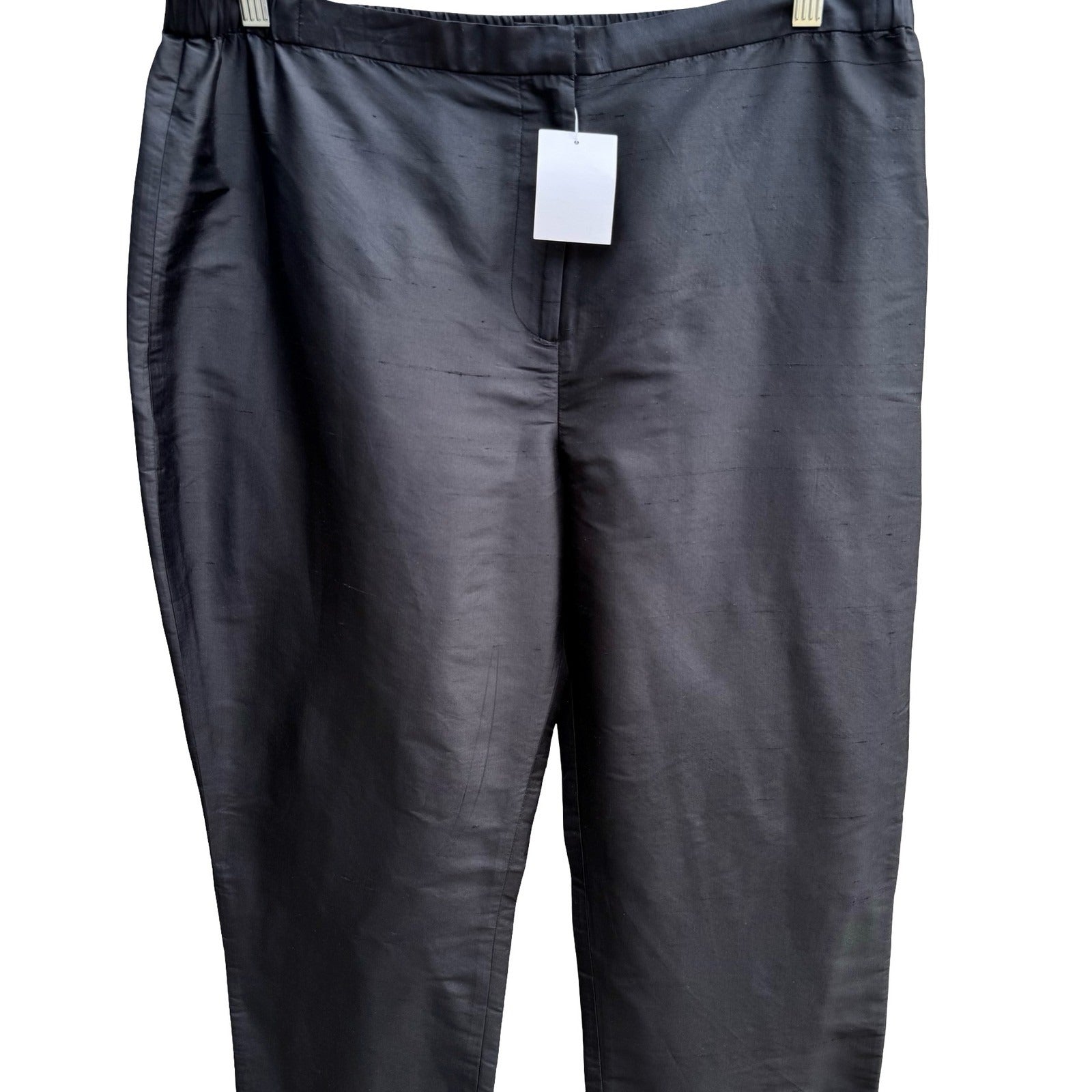 Neiman Marcus 100% Silk Dupione Quiet Luxury Minimalist Old Money Pants Black XL