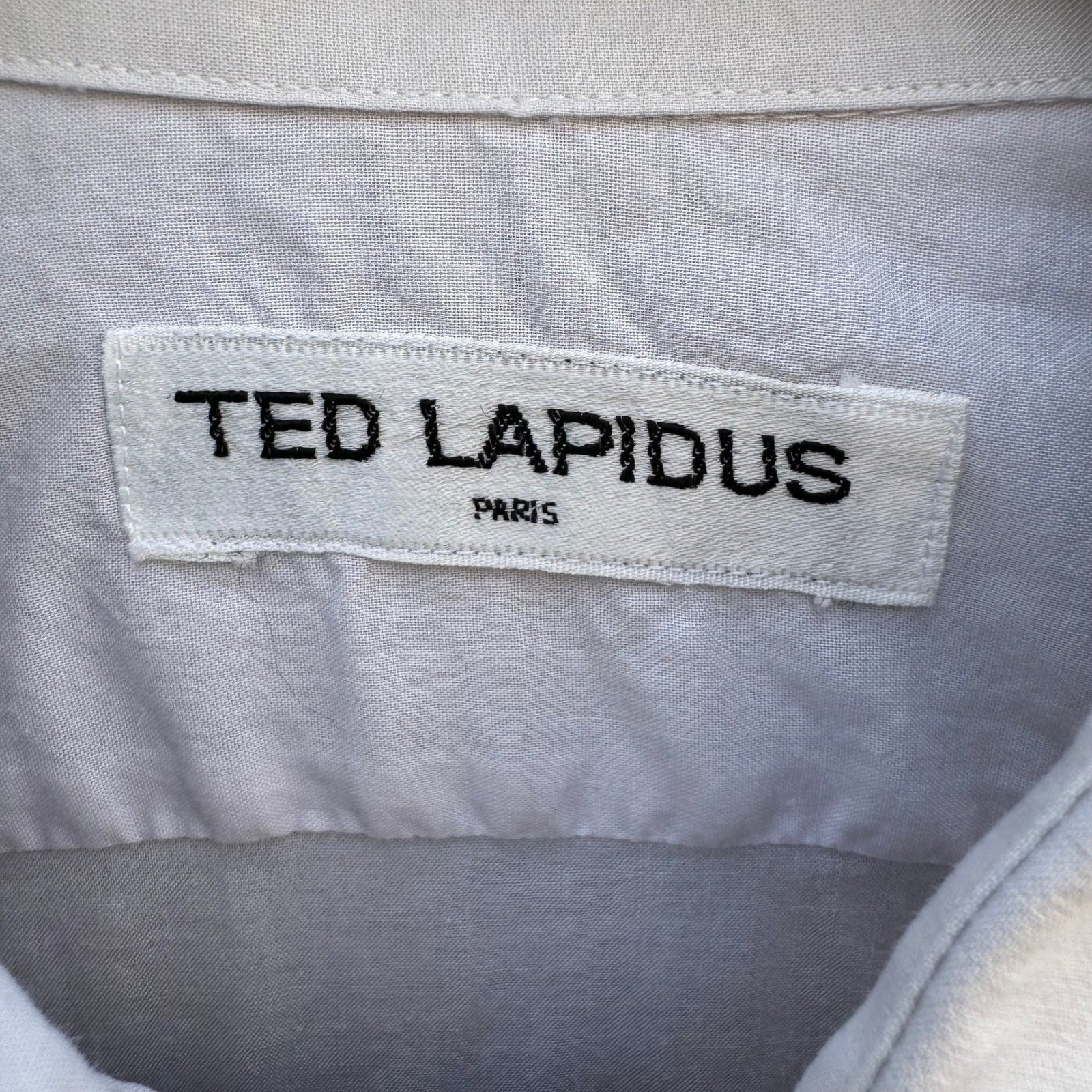 Ted Lapidus Paris Vintage Mens Long Sleeve Button Down Shirt Grey Collared L