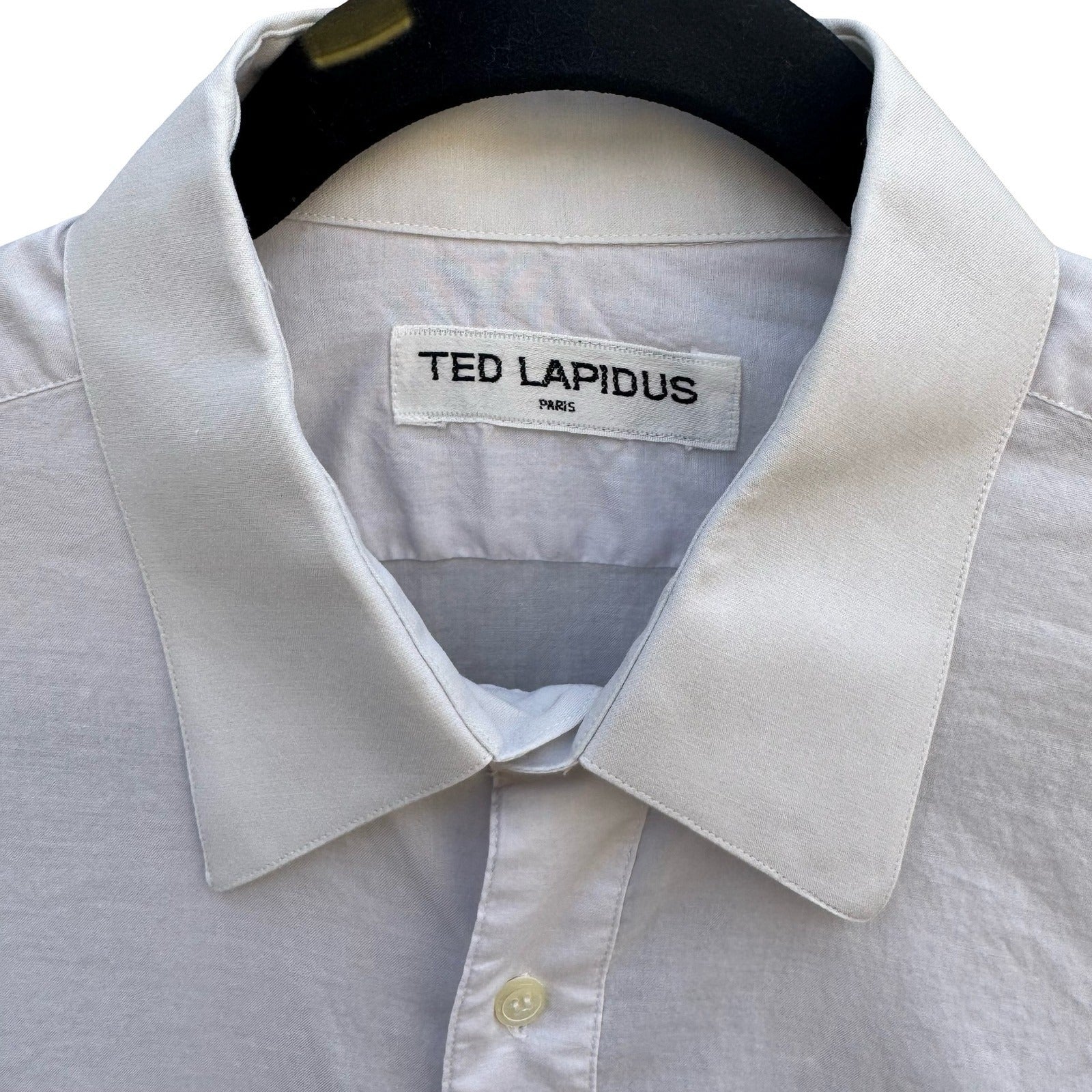 Ted Lapidus Paris Vintage Mens Long Sleeve Button Down Shirt Grey Collared L