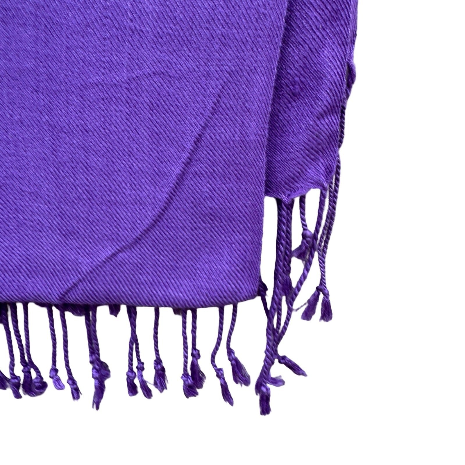 Purple Pashmina Shawl Scarf Fringed Wrap Solid Violet Evening Stole Lightweight
