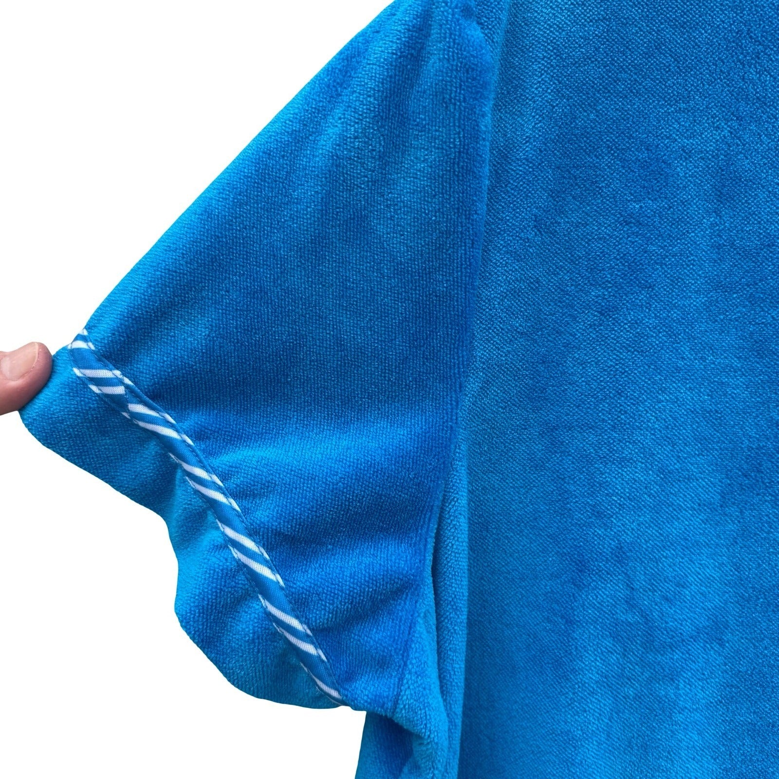 Jasmine Rose Blue Terry Cloth Zip Robe Short Sleeve Housecoat Large Bathrobe