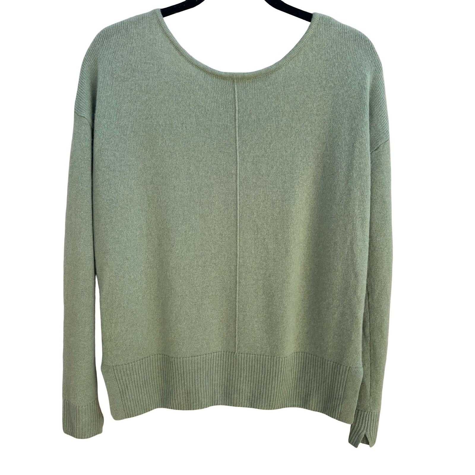 Cuyana 100% Italian Cashmere Quiet Luxury Cardigan Sweater Minimalist Green M