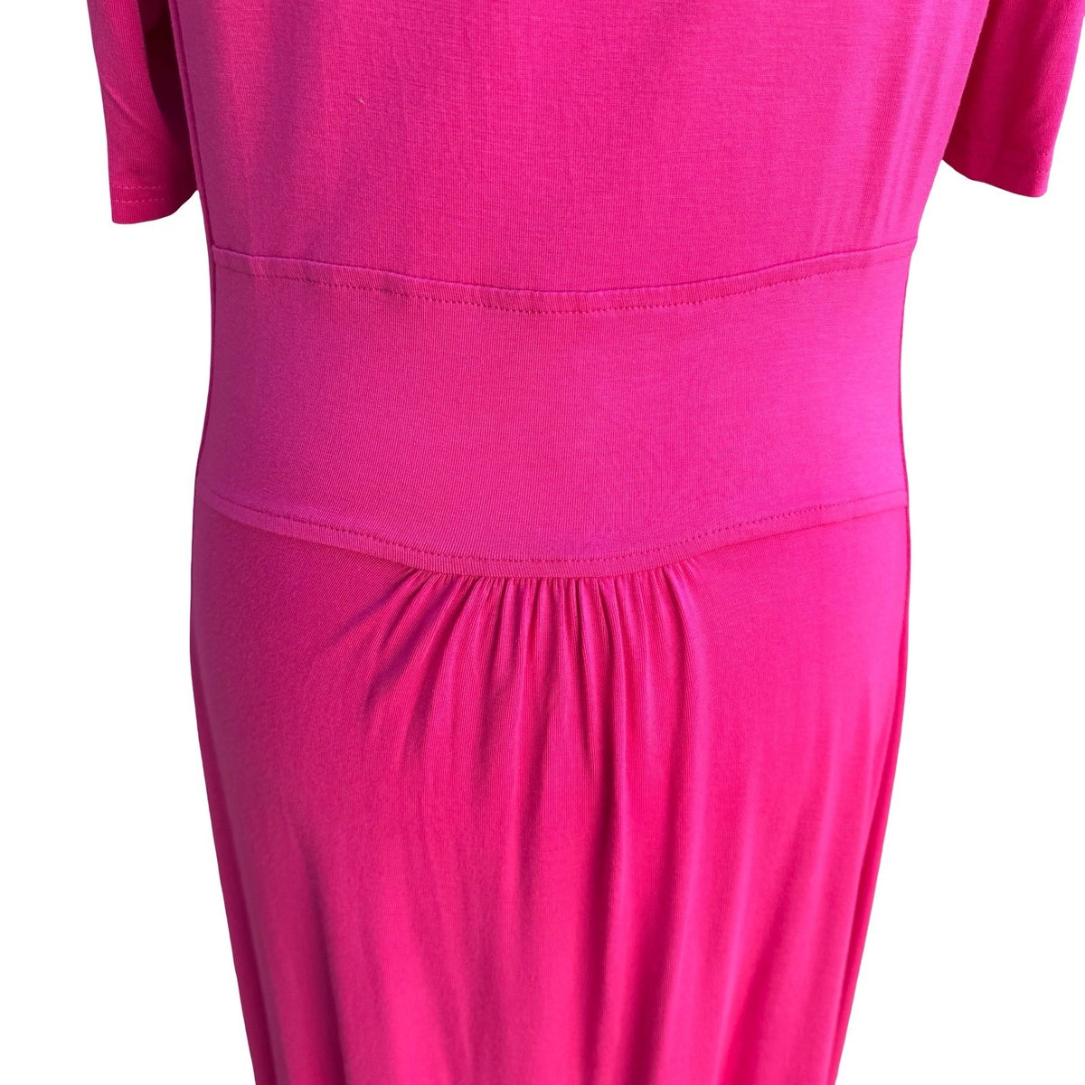 Liz Lange Grecian Resortwear Cold Shoulder Draped Ring Waist Maxi Dress Pink L