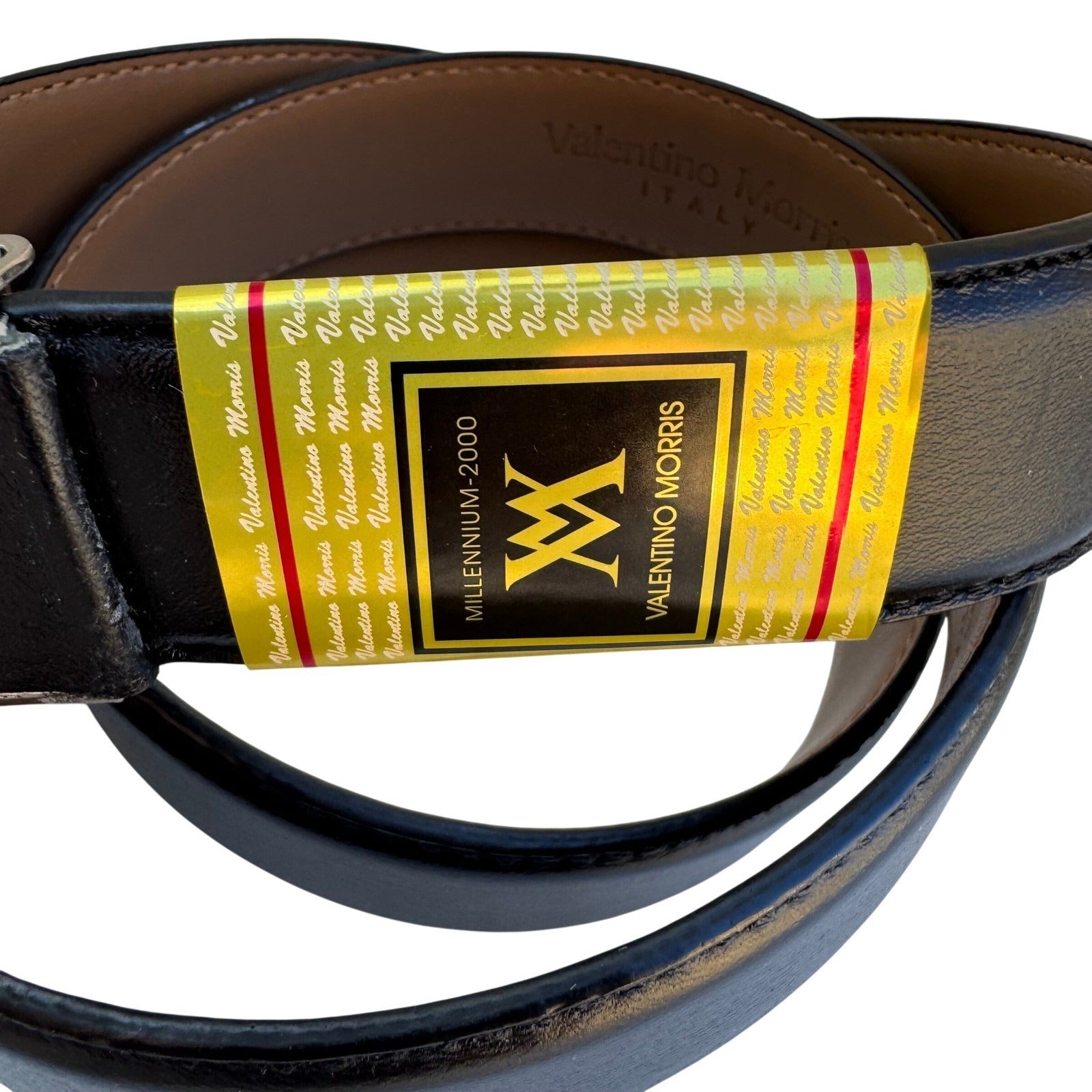 Valentino Morris Mens Black Leather Ratchet Belt Millennium-2000 Top Grain Italy