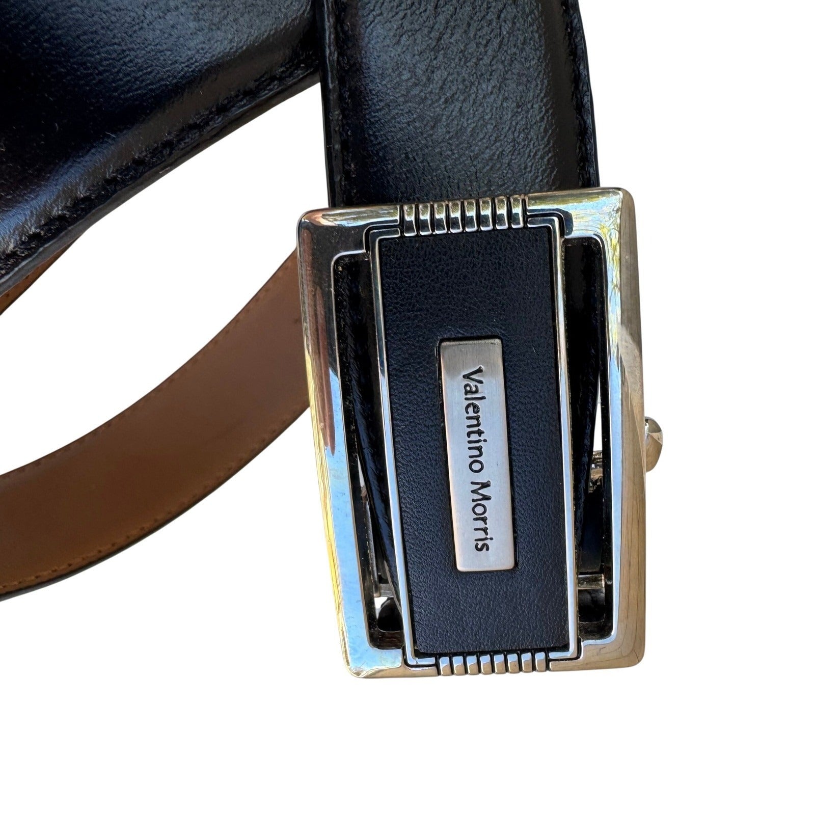 Valentino Morris Mens Black Leather Ratchet Belt Millennium-2000 Top Grain Italy