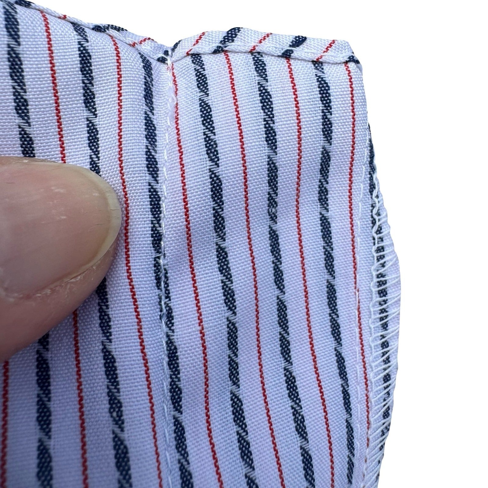 Peacock Shreage's Original Vintage Striped Button Down Shirt Mens 70s White Red