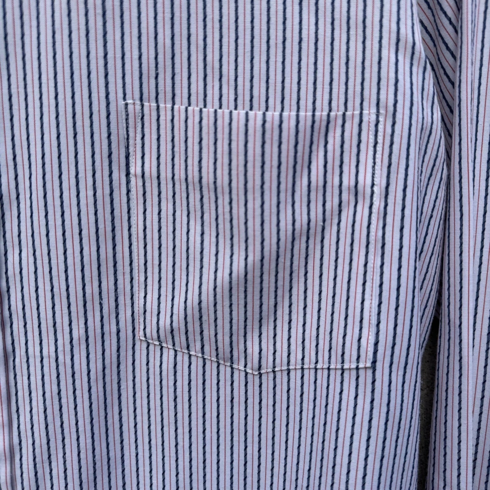 Peacock Shreage's Original Vintage Striped Button Down Shirt Mens 70s White Red