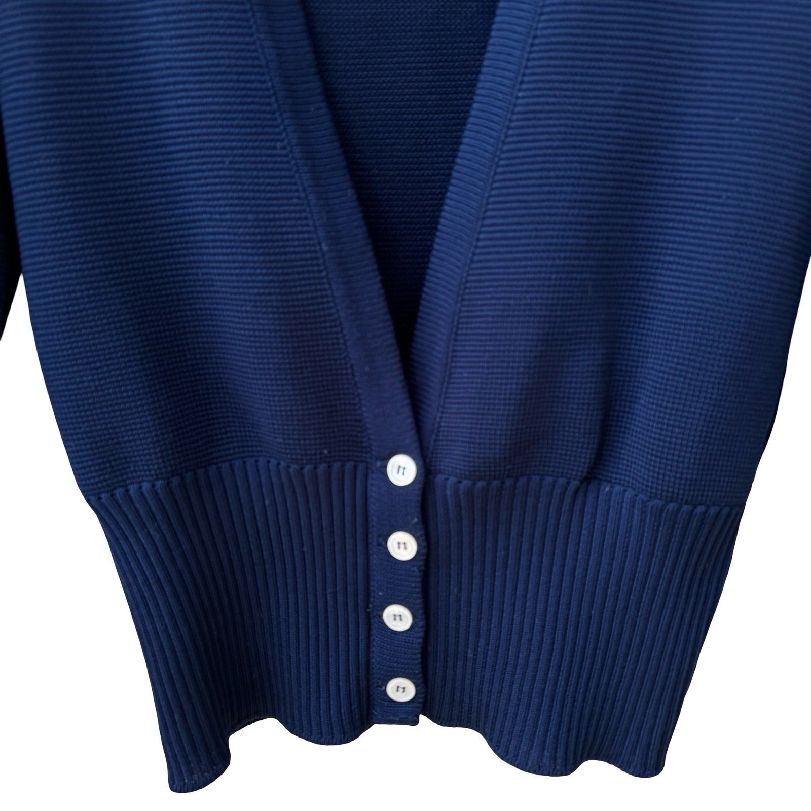 Vintage 90s Navy Nautical Collegiate Knitwear Cropped Cardigan Sweater Preppy