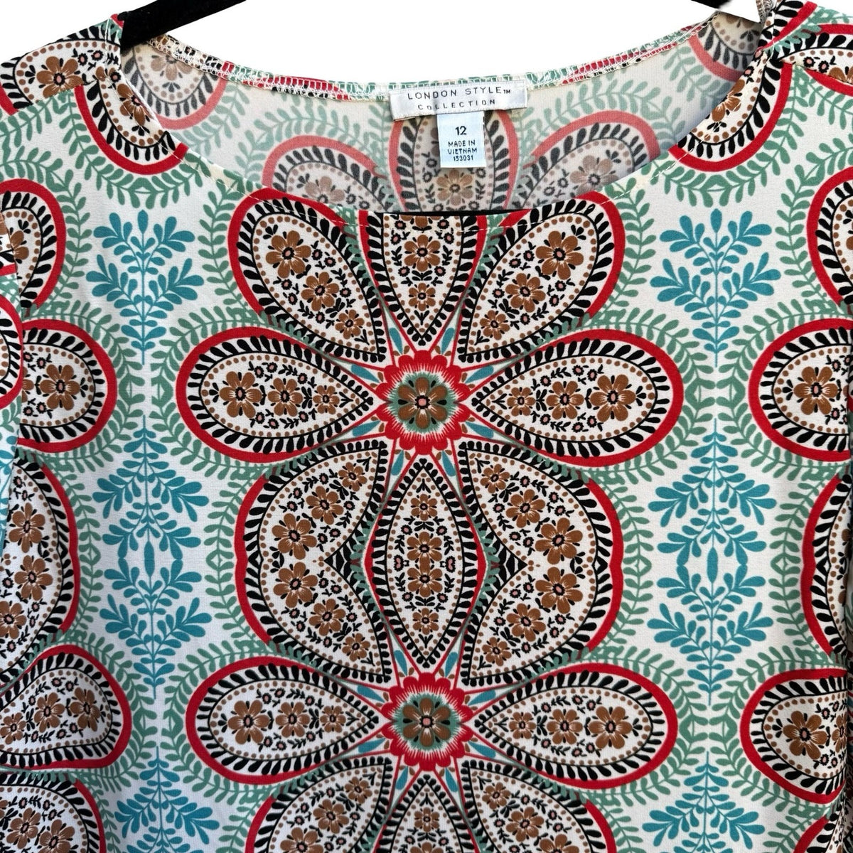London Style Collection Mod Boho Psychedelic Floral Paisley Sheath Dress 12