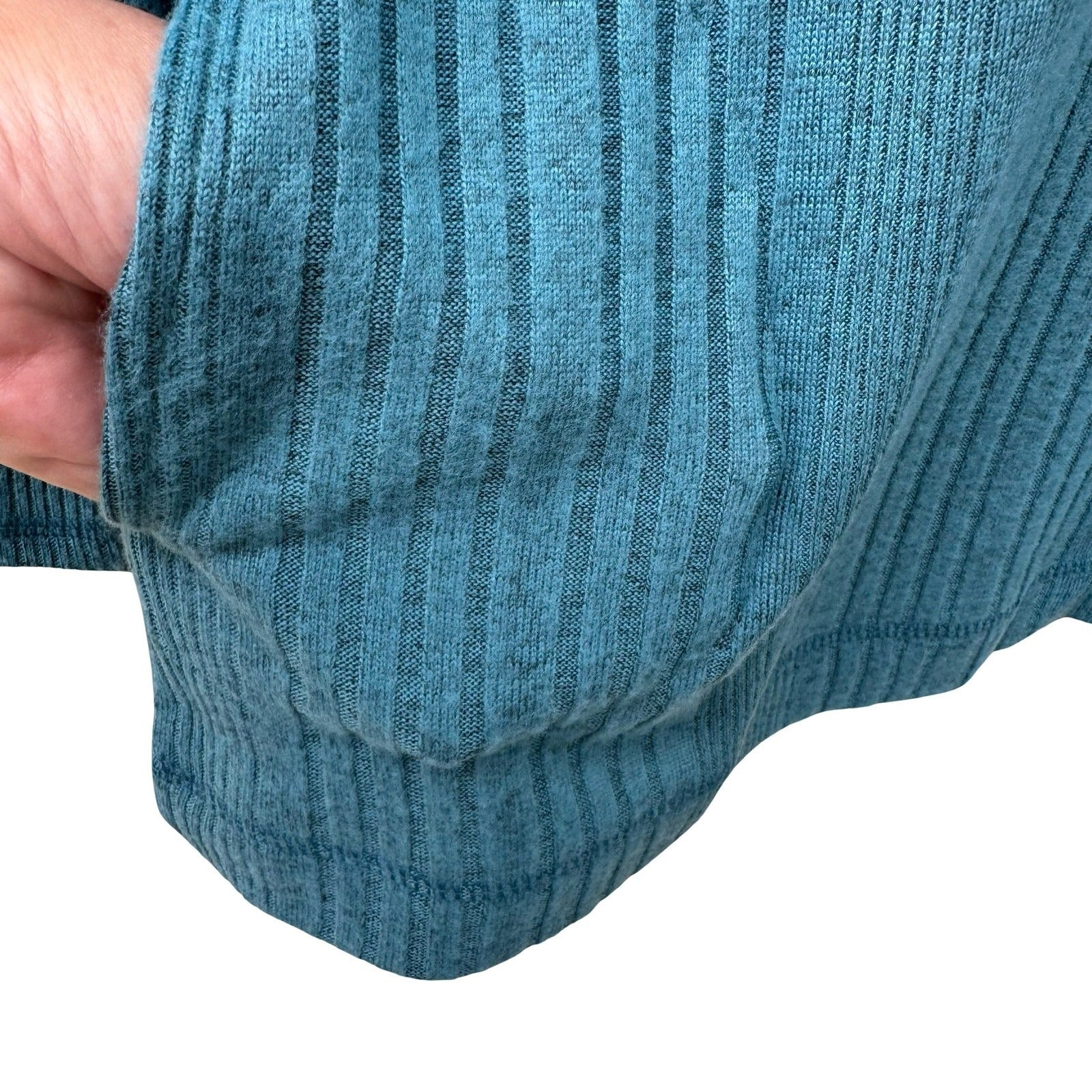 LOGO Lounge Lori Goldstein Teal Ribbed Knit Layering Minimalist Pocket Top M NEW