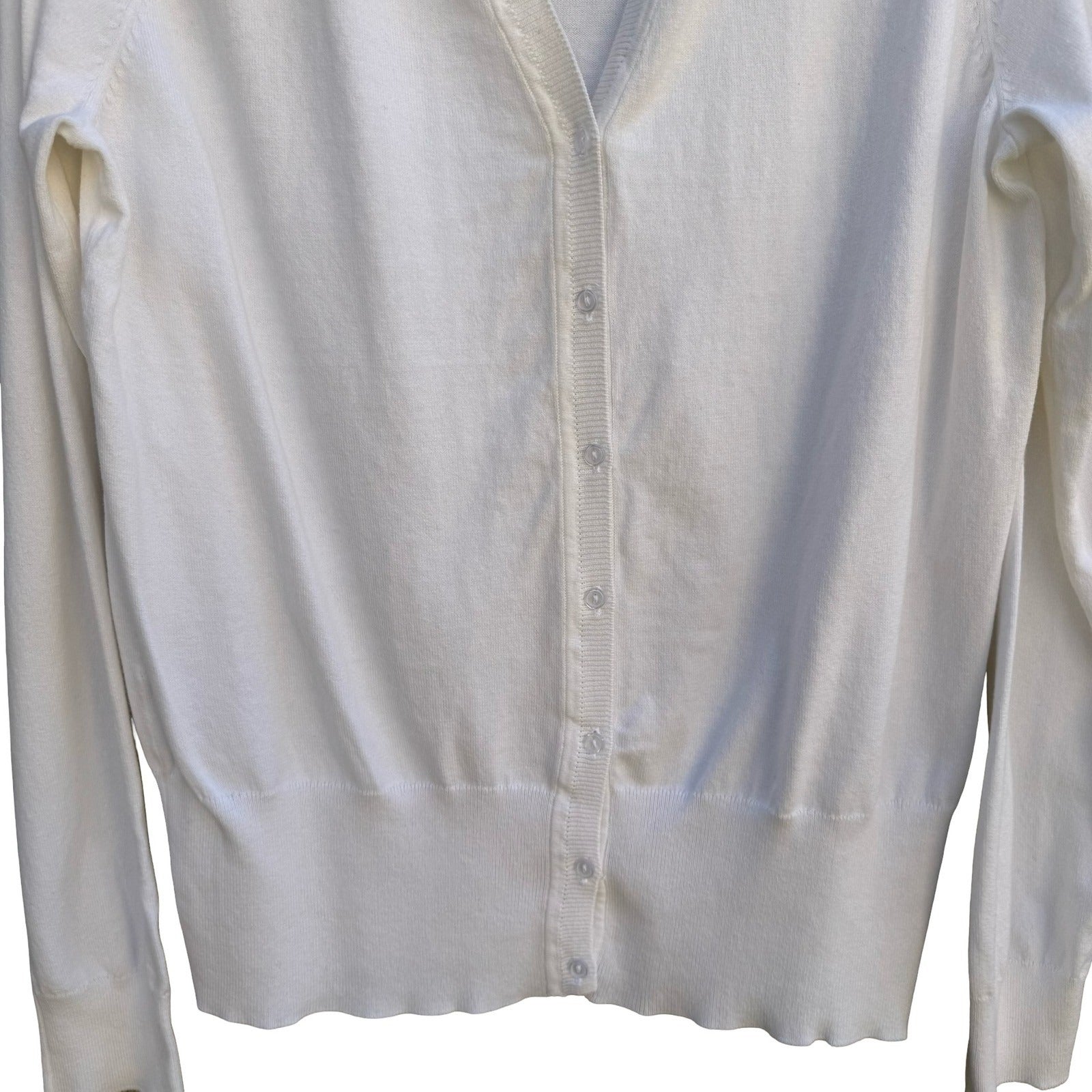 Hot in Hollywood Womens White Button Front Cardigan Sweater Split Neck Medium