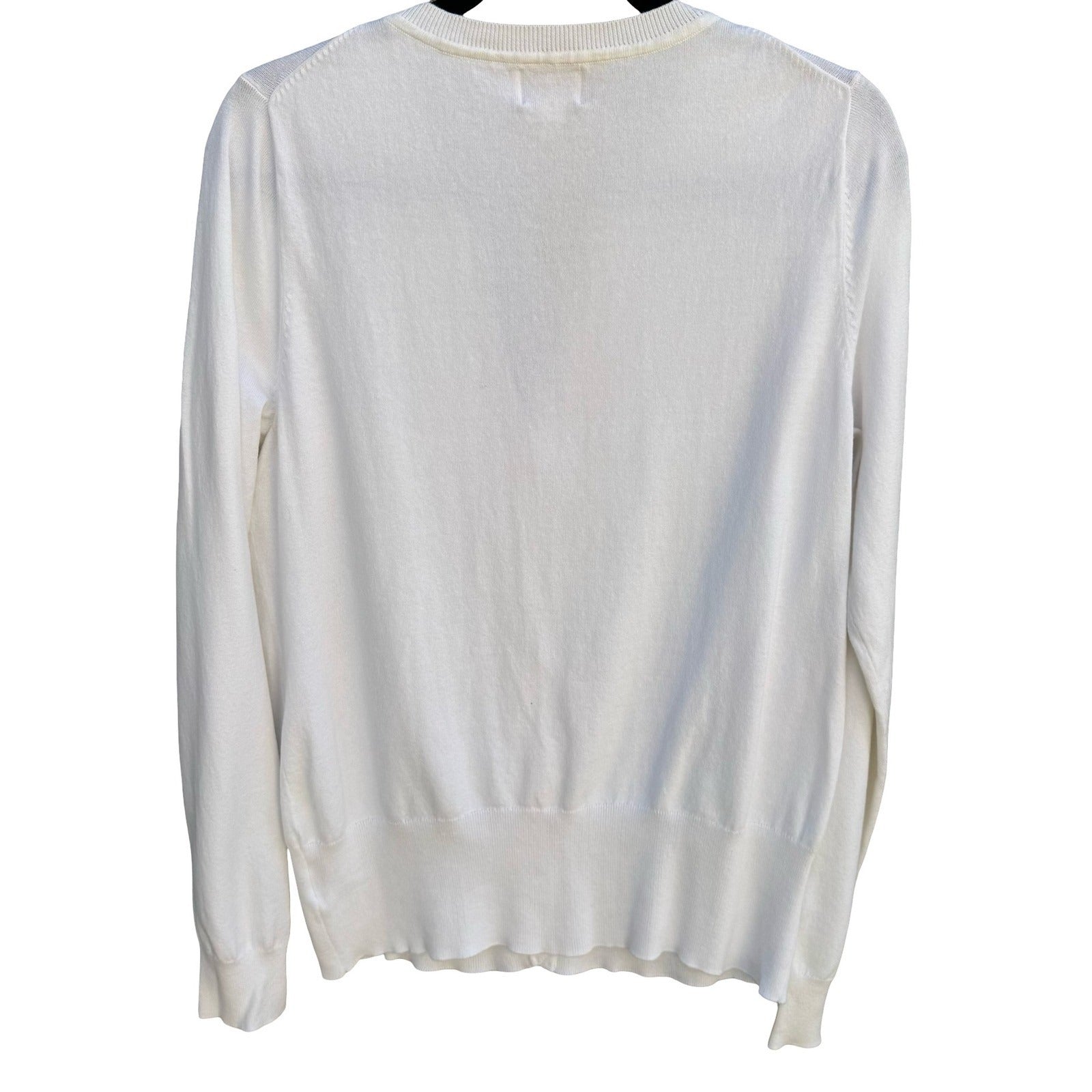 Hot in Hollywood Womens White Button Front Cardigan Sweater Split Neck Medium