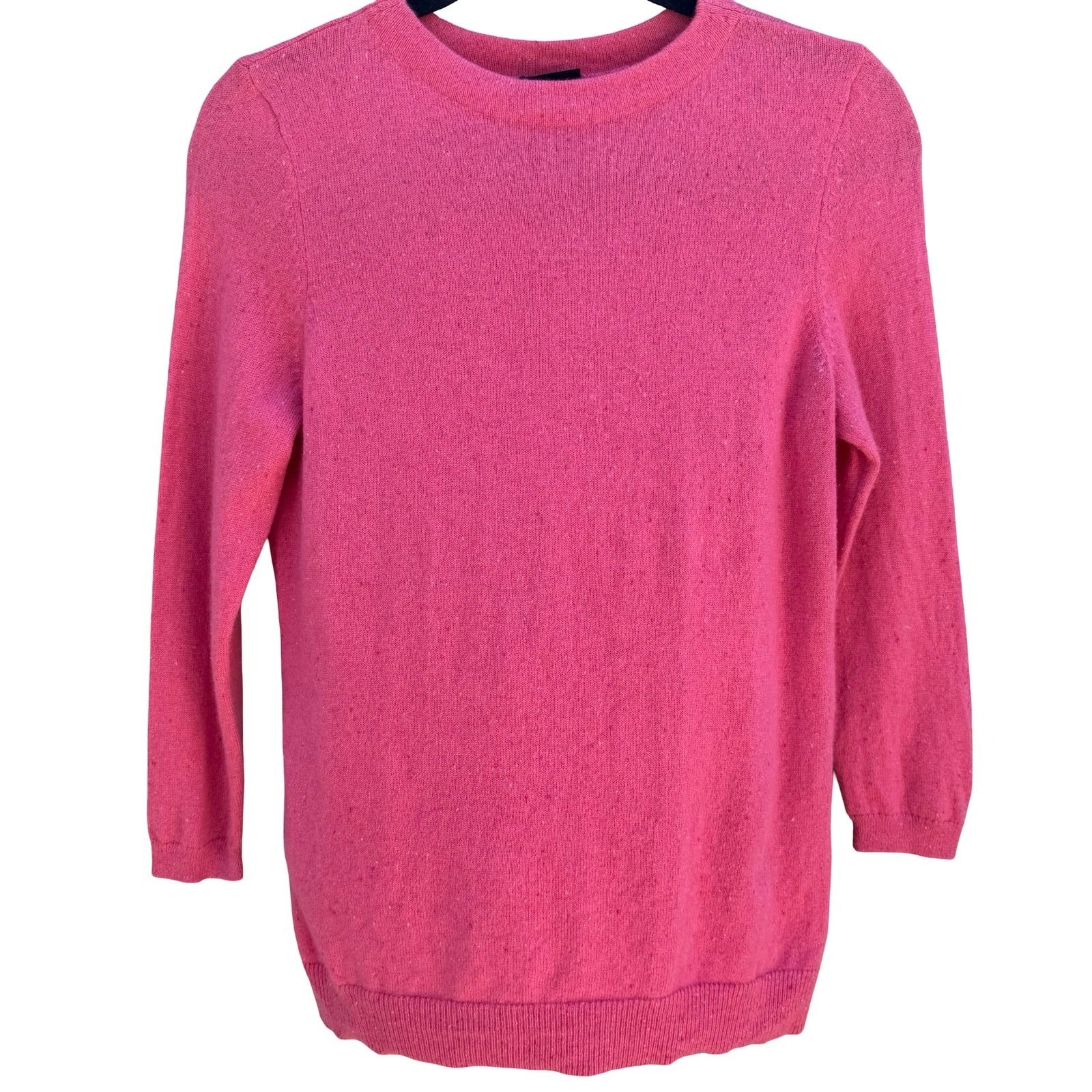 Talbots Pure Cashmere Crewneck Knit Sweater Hot Pink MP Long Sleeve Quiet Luxury