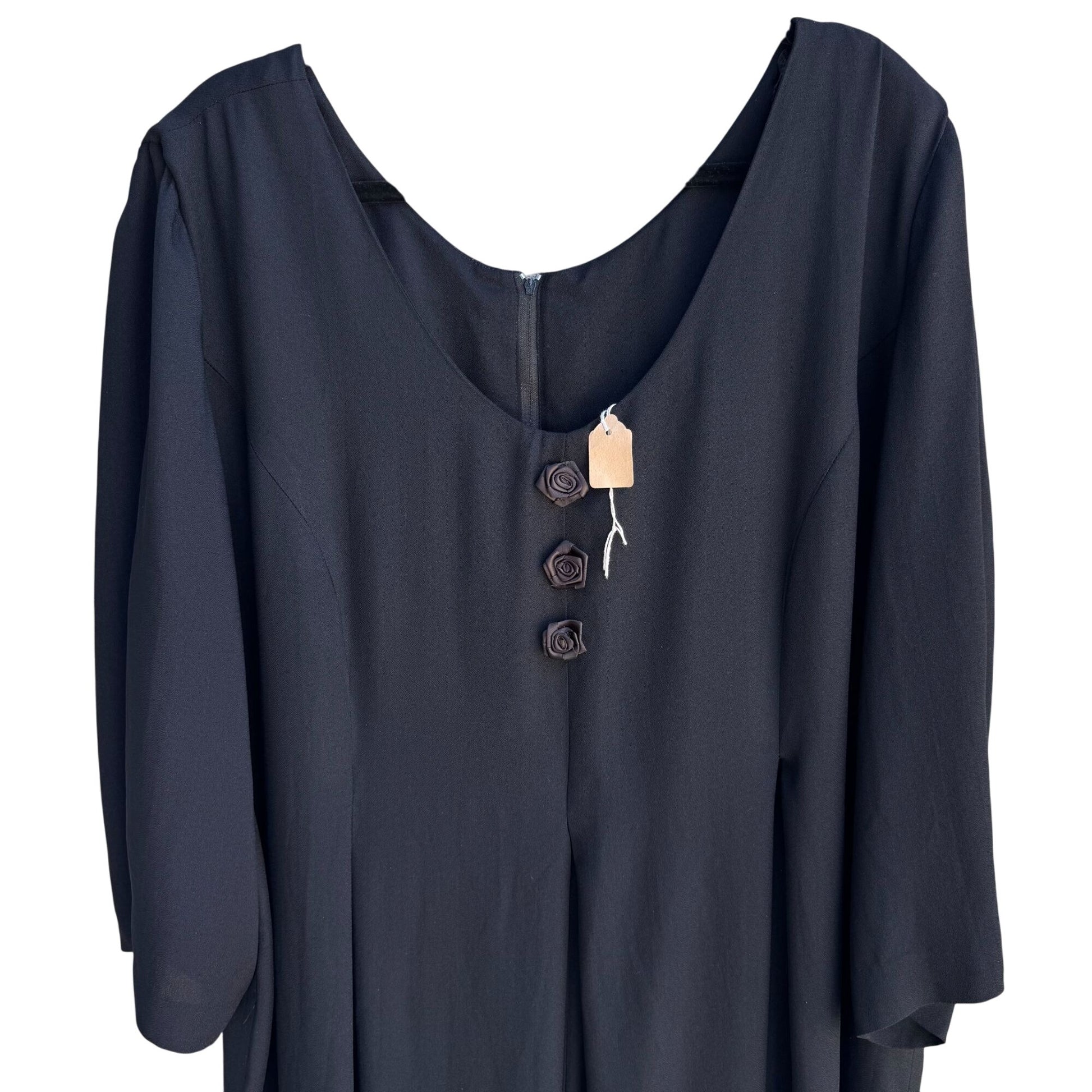 Jeffrey & Dara Vintage Black Rose Button Scoop Neck Wide Leg Jumpsuit New 20