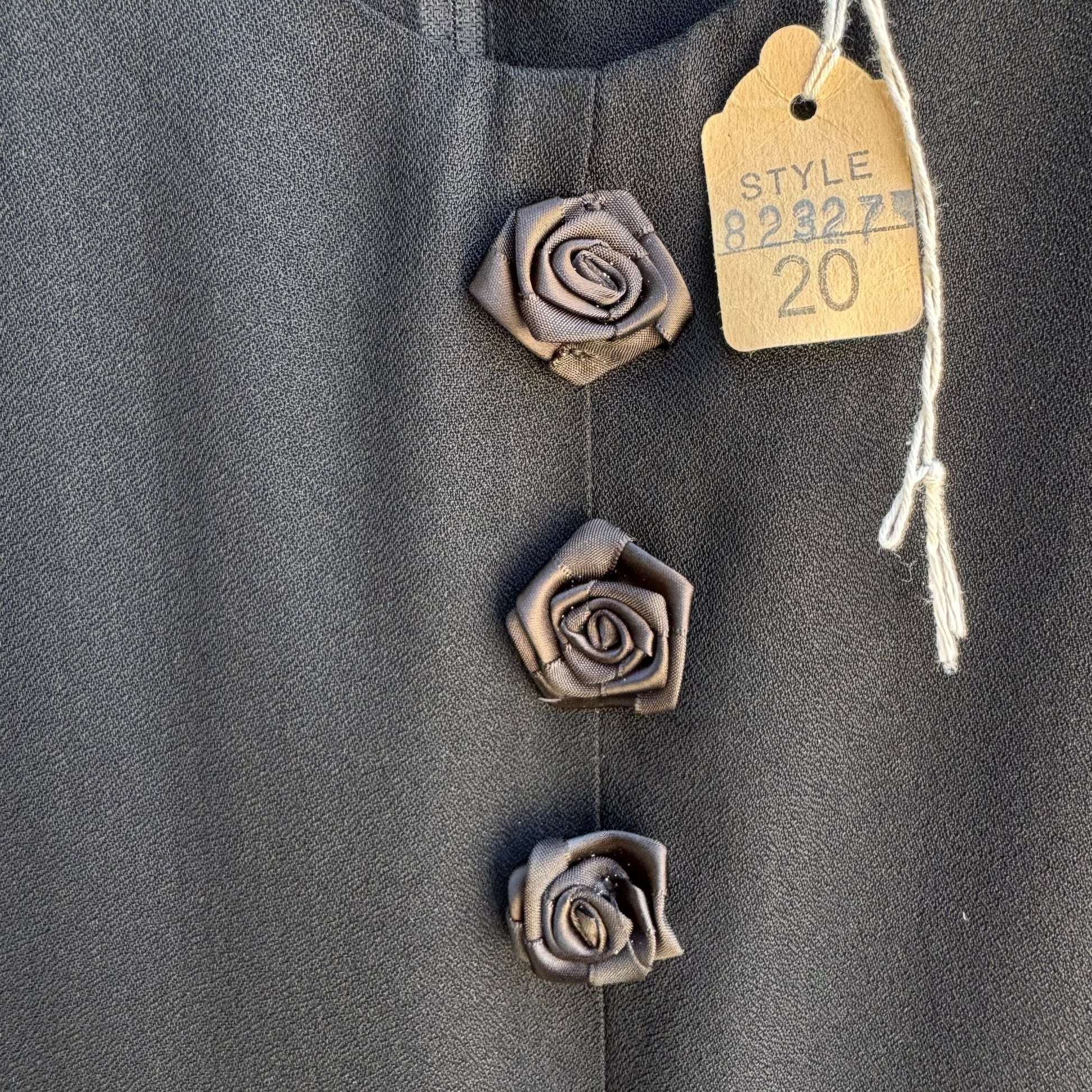 Jeffrey & Dara Vintage Black Rose Button Scoop Neck Wide Leg Jumpsuit New 20