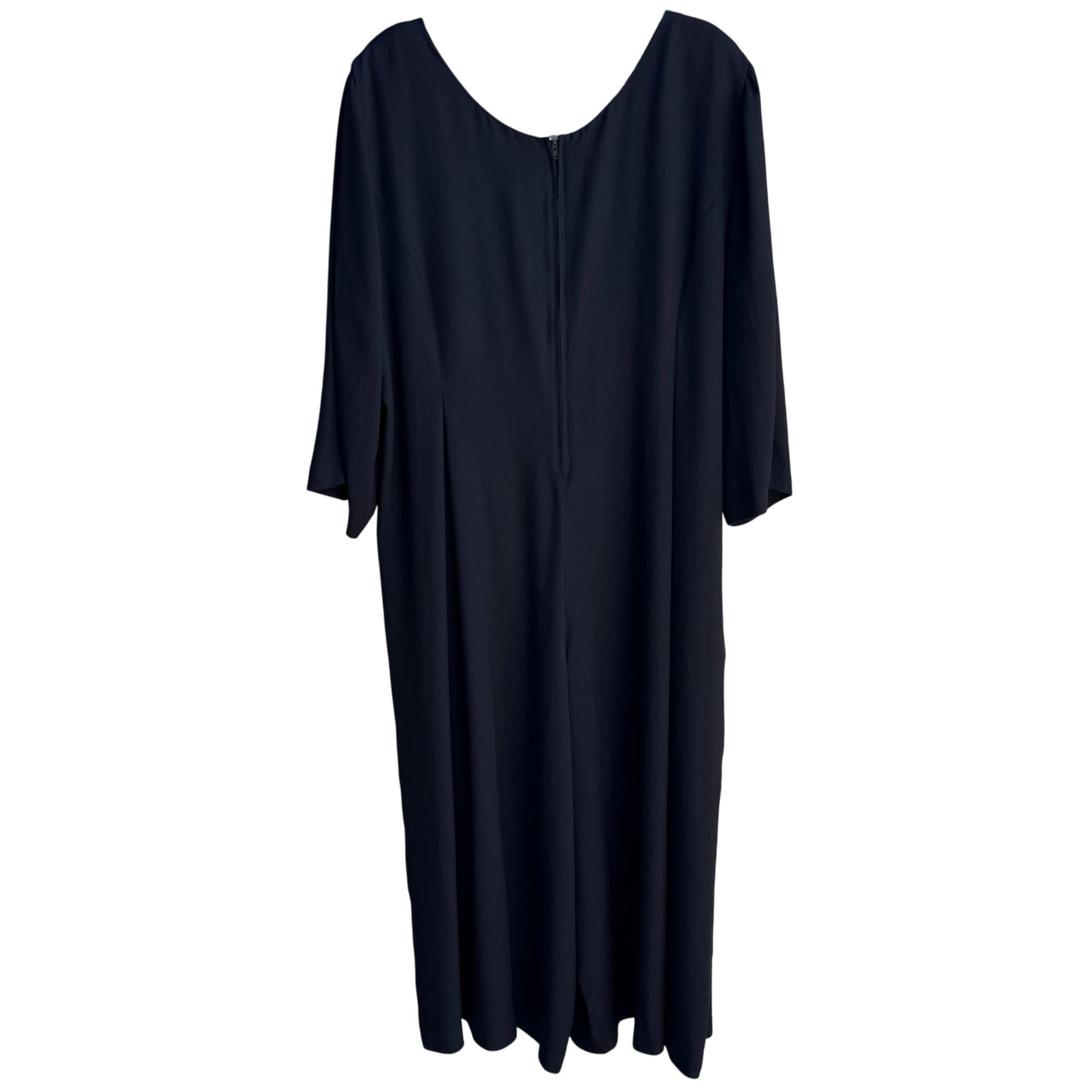 Jeffrey & Dara Vintage Black Rose Button Scoop Neck Wide Leg Jumpsuit New 20