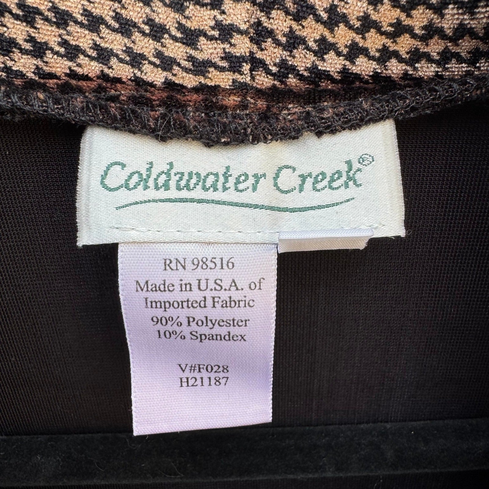 Coldwater Creek Womens Velvet Houndstooth Cowl Neck Top and Pants Set Black M