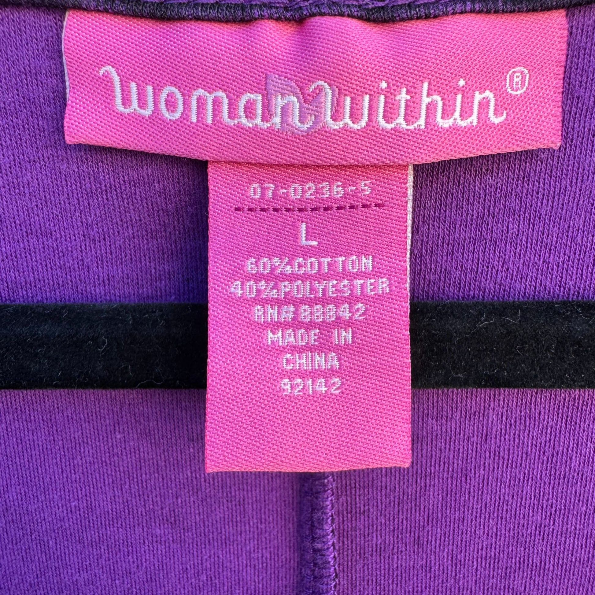 Woman Within Purple Black Tie Dye Pleated Neck Long Tunic Shirt Blouse Top L